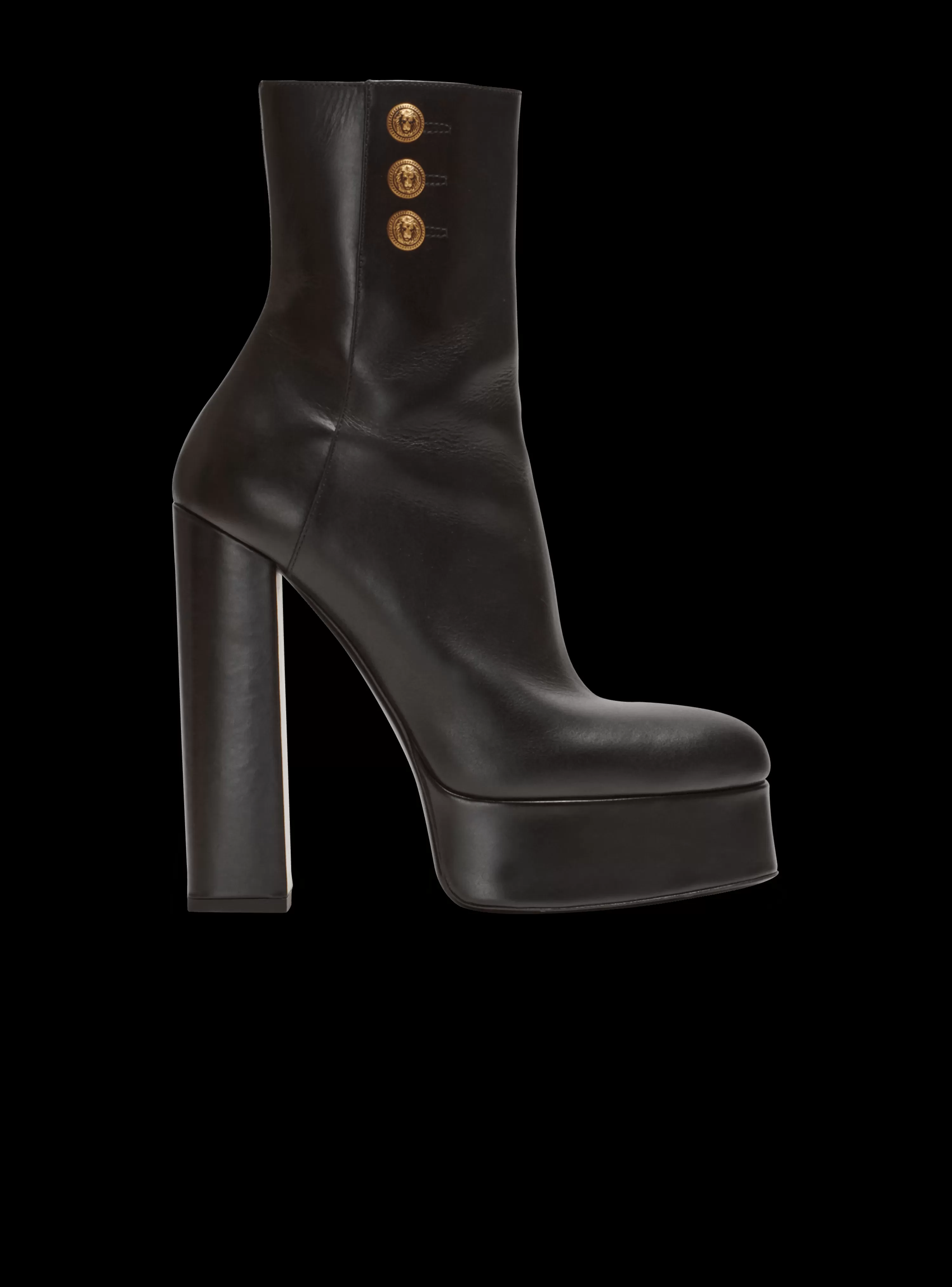 Women Balmain Brune Leather Ankle Boots