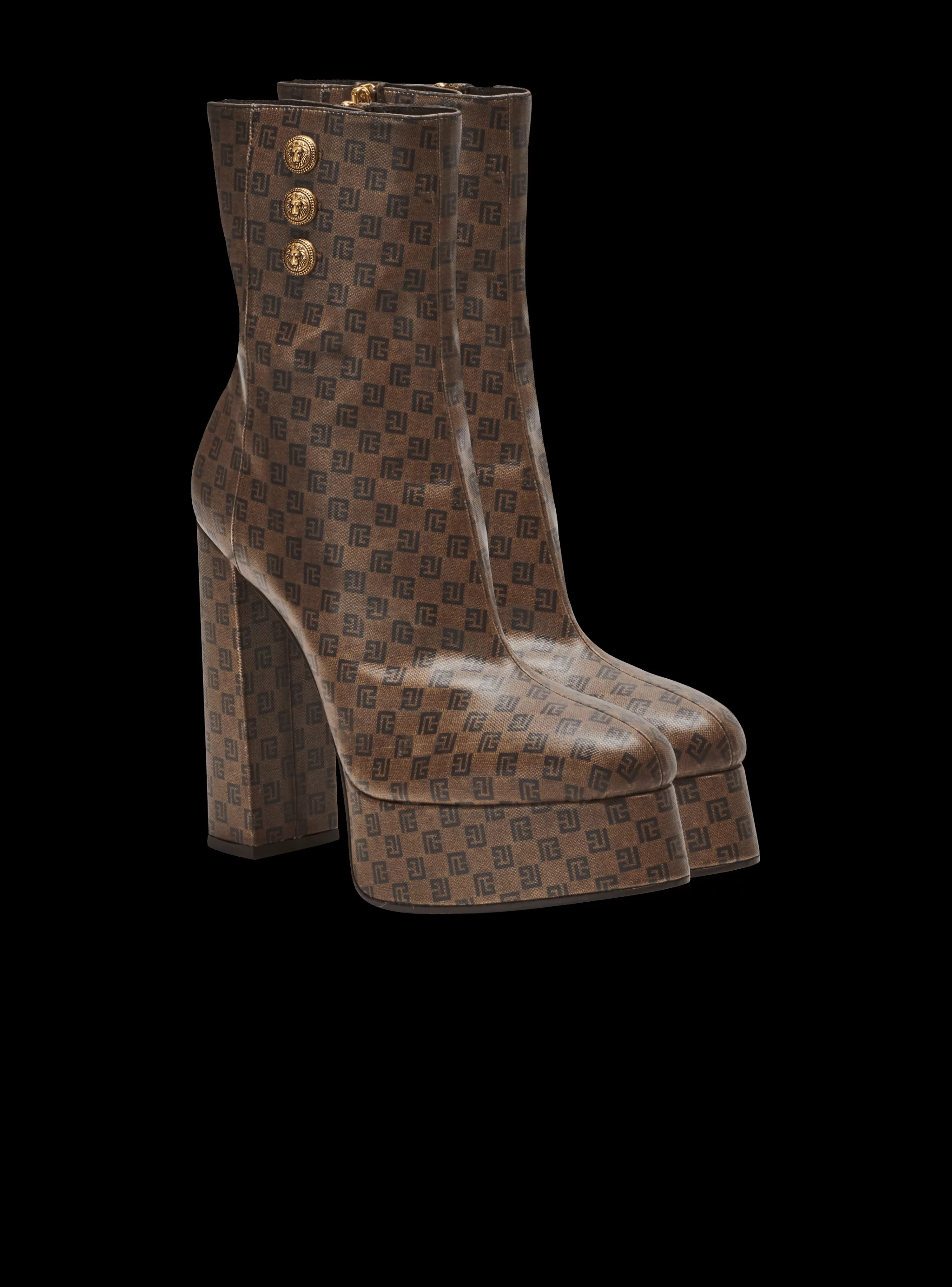 Women Balmain Brune Mini Monogram Boots