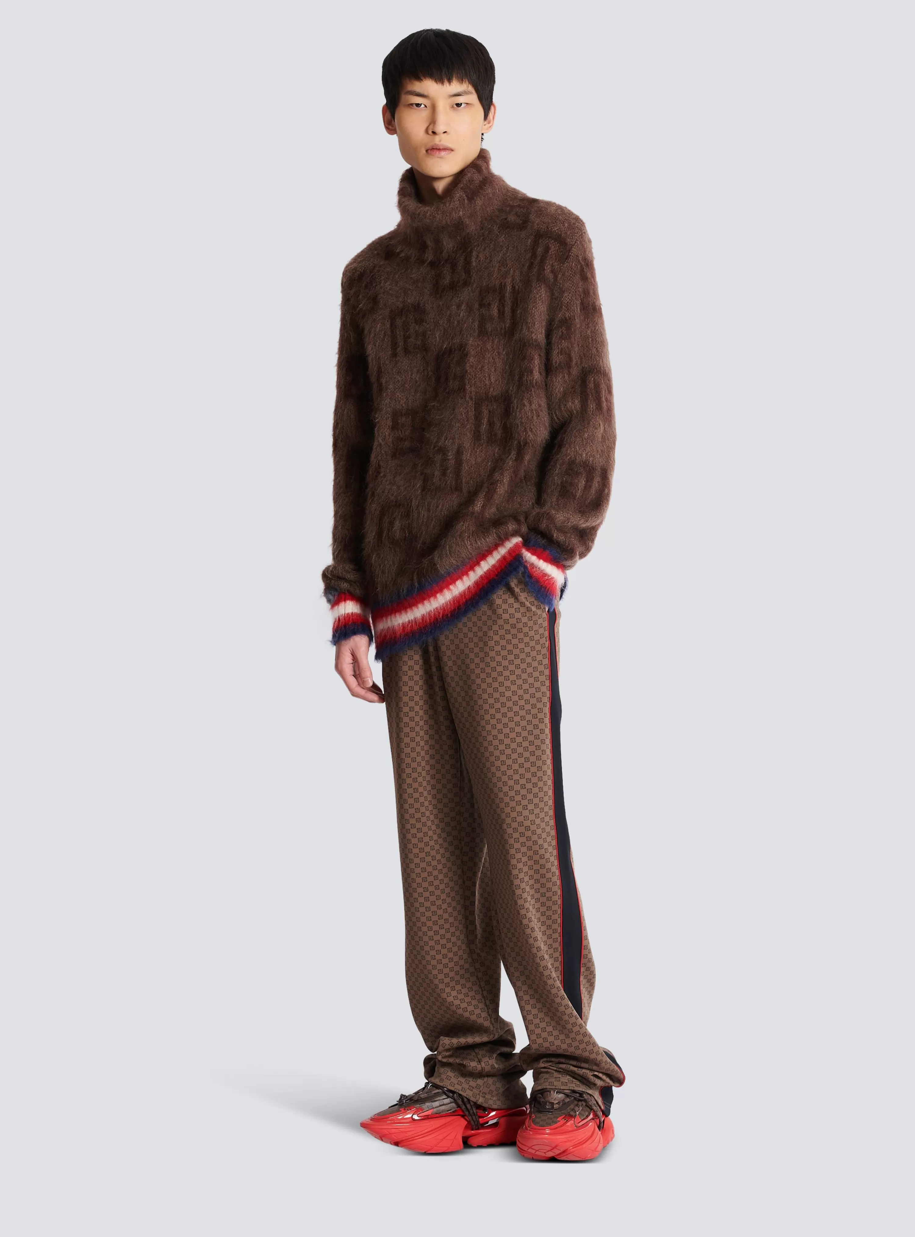 Balmain Brushed Mohair Jumper With Monogram Print