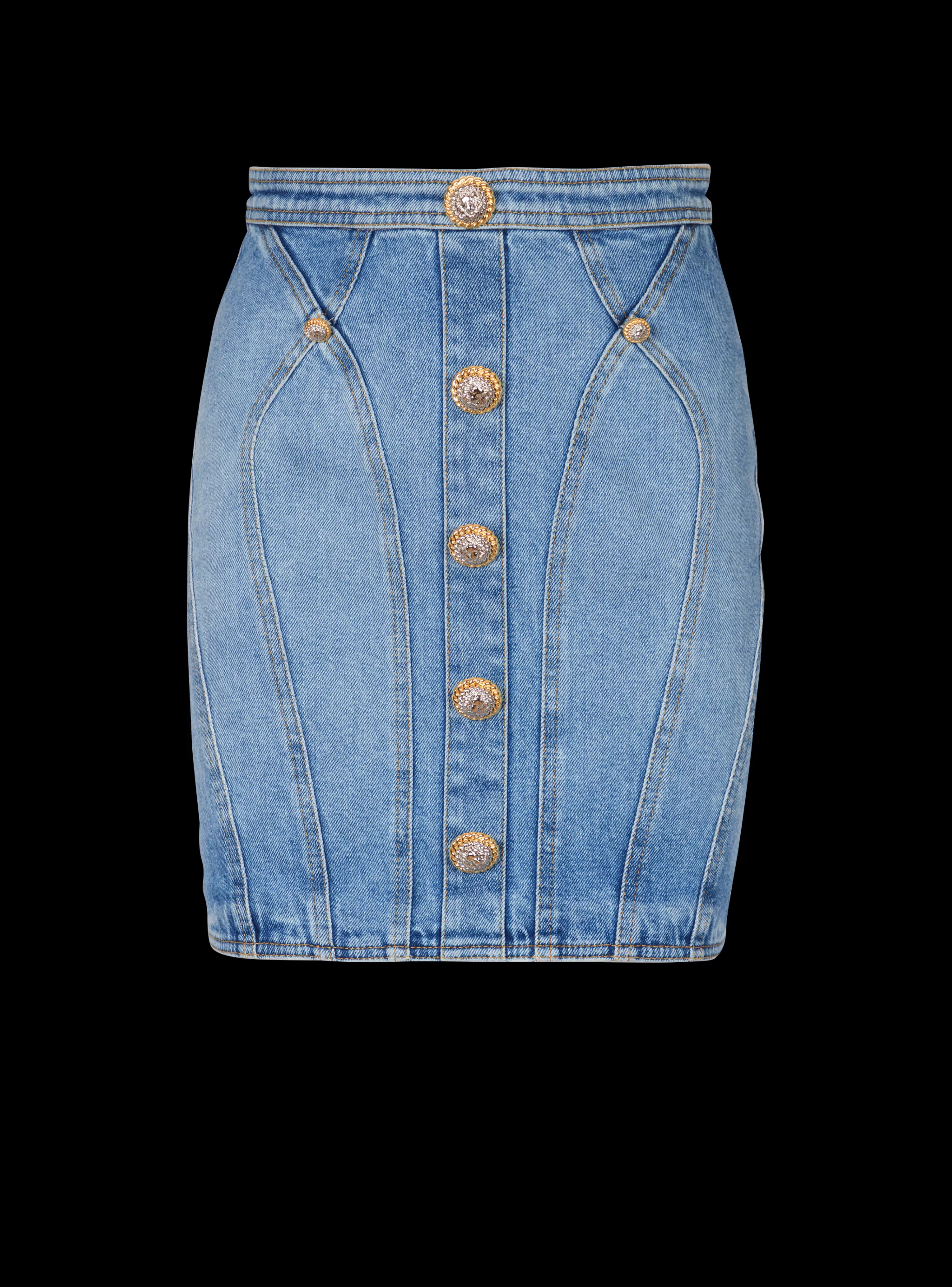 Women Balmain Buttoned Denim Skirt