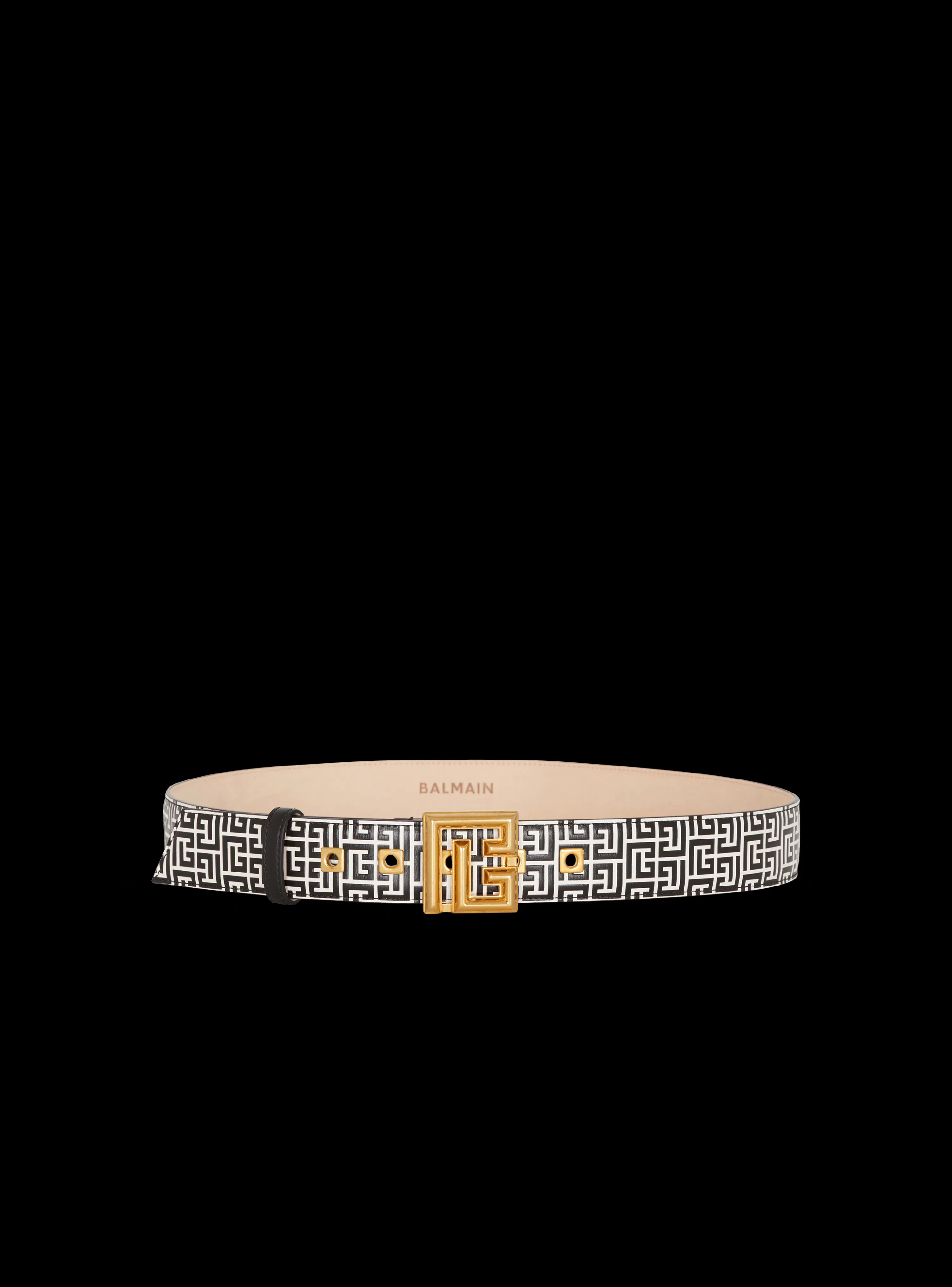 Women Balmain Calfskin PB Belt Embossed With The PB Labyrinth Monogram