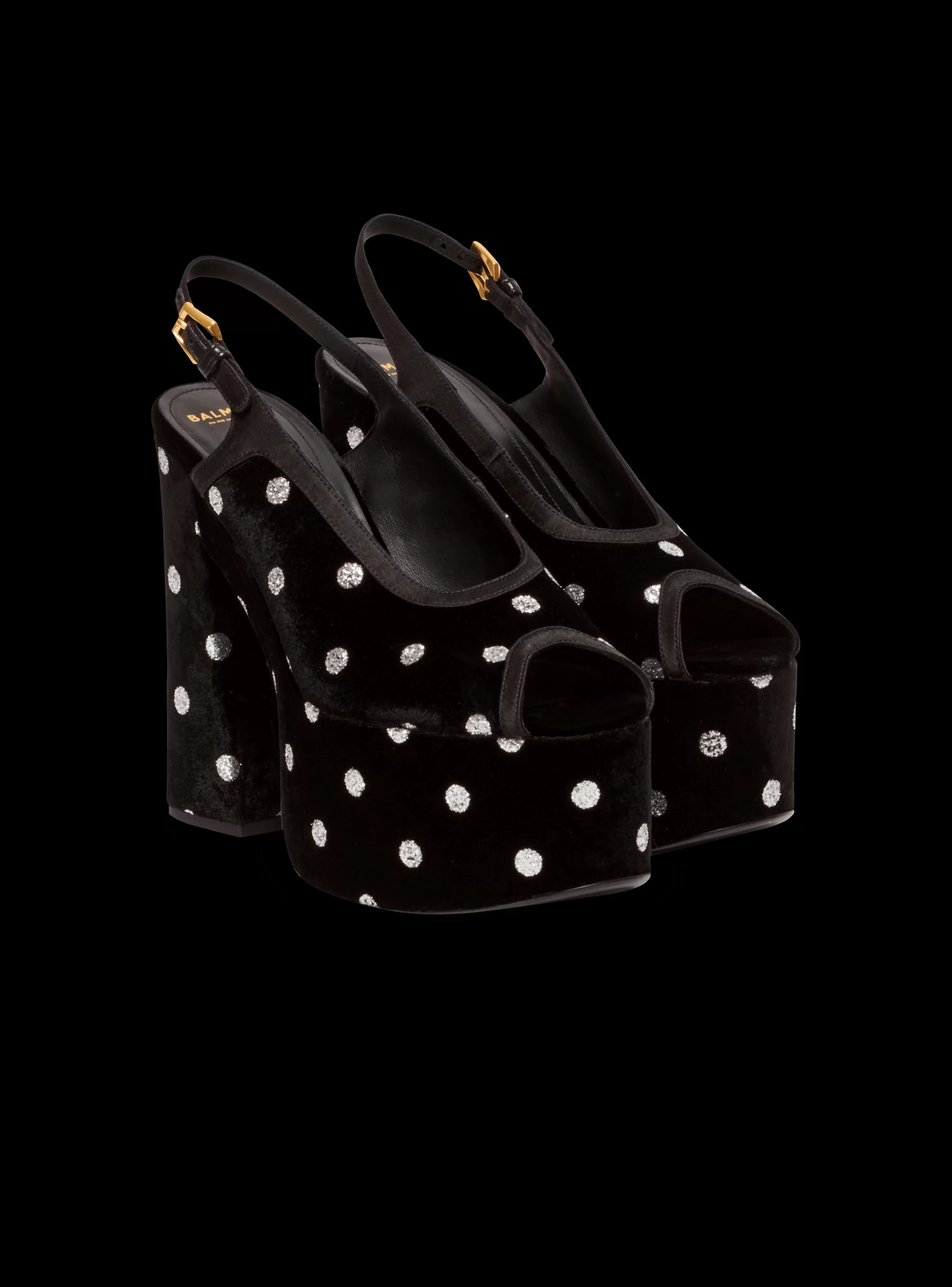 Women Balmain Cam Sandals In Velvet With Polka Dots