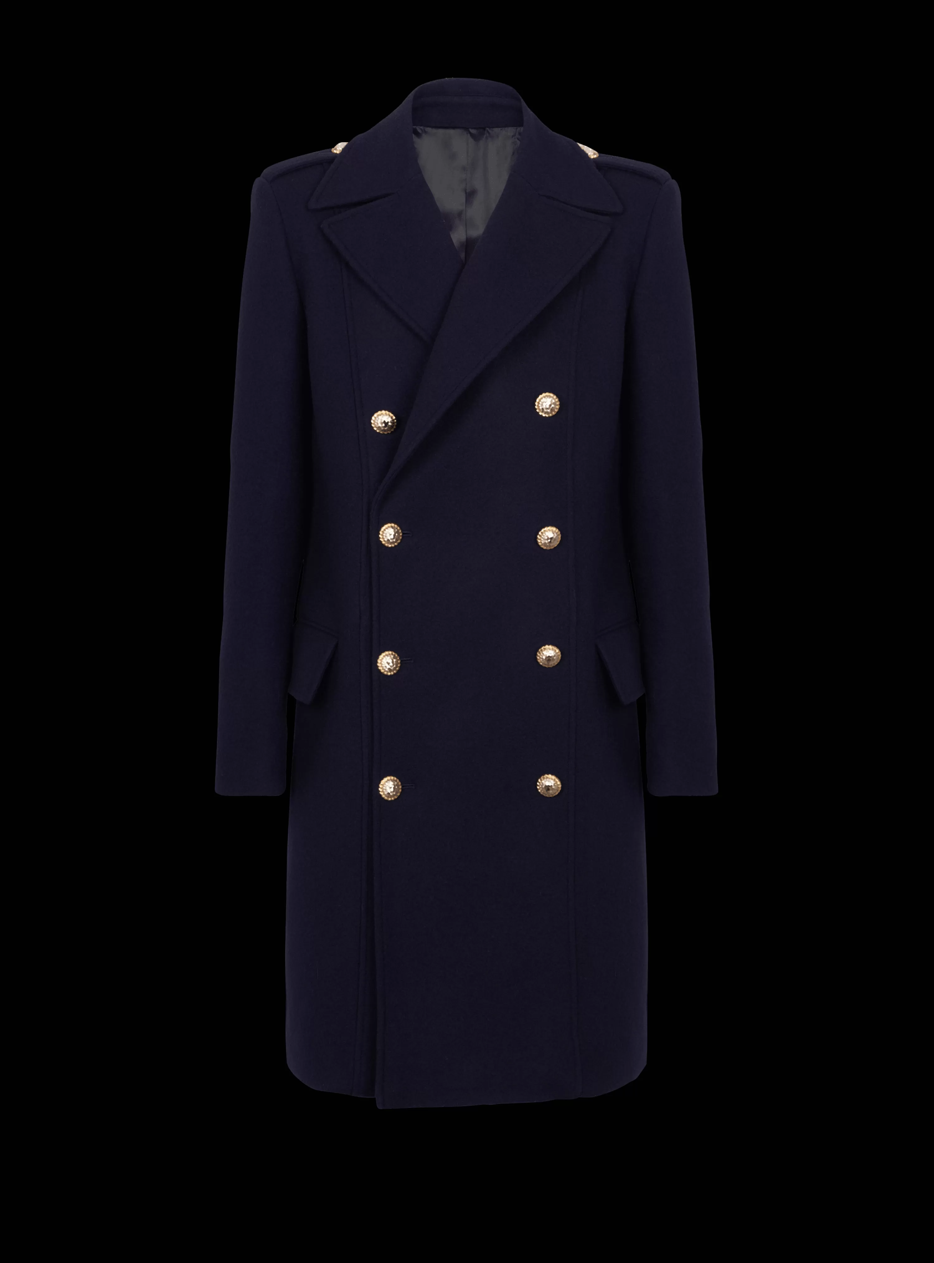 Balmain Coat In Felted Double-faced Wool