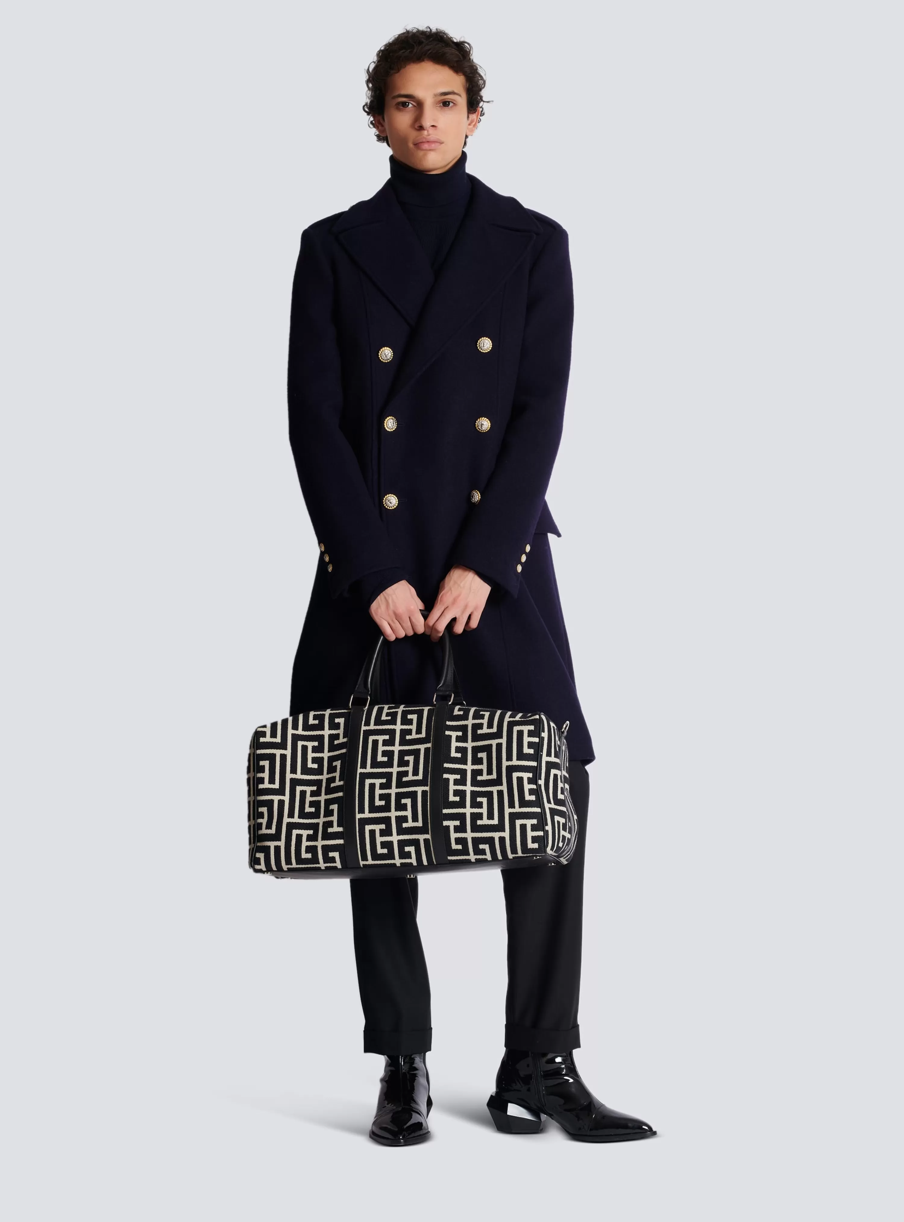 Balmain Coat In Felted Double-faced Wool