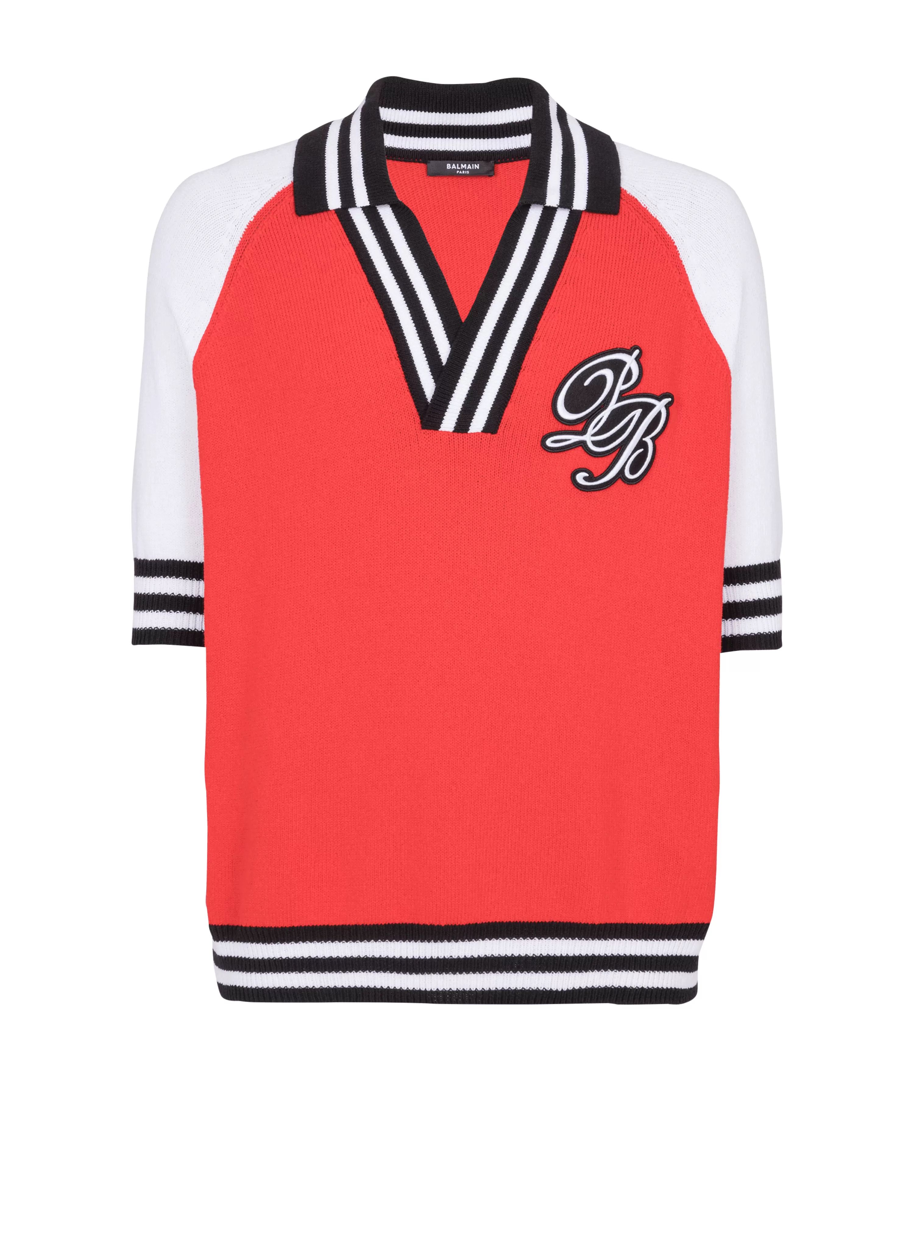 Balmain College Baseball PB Signature Knit Polo Shirt