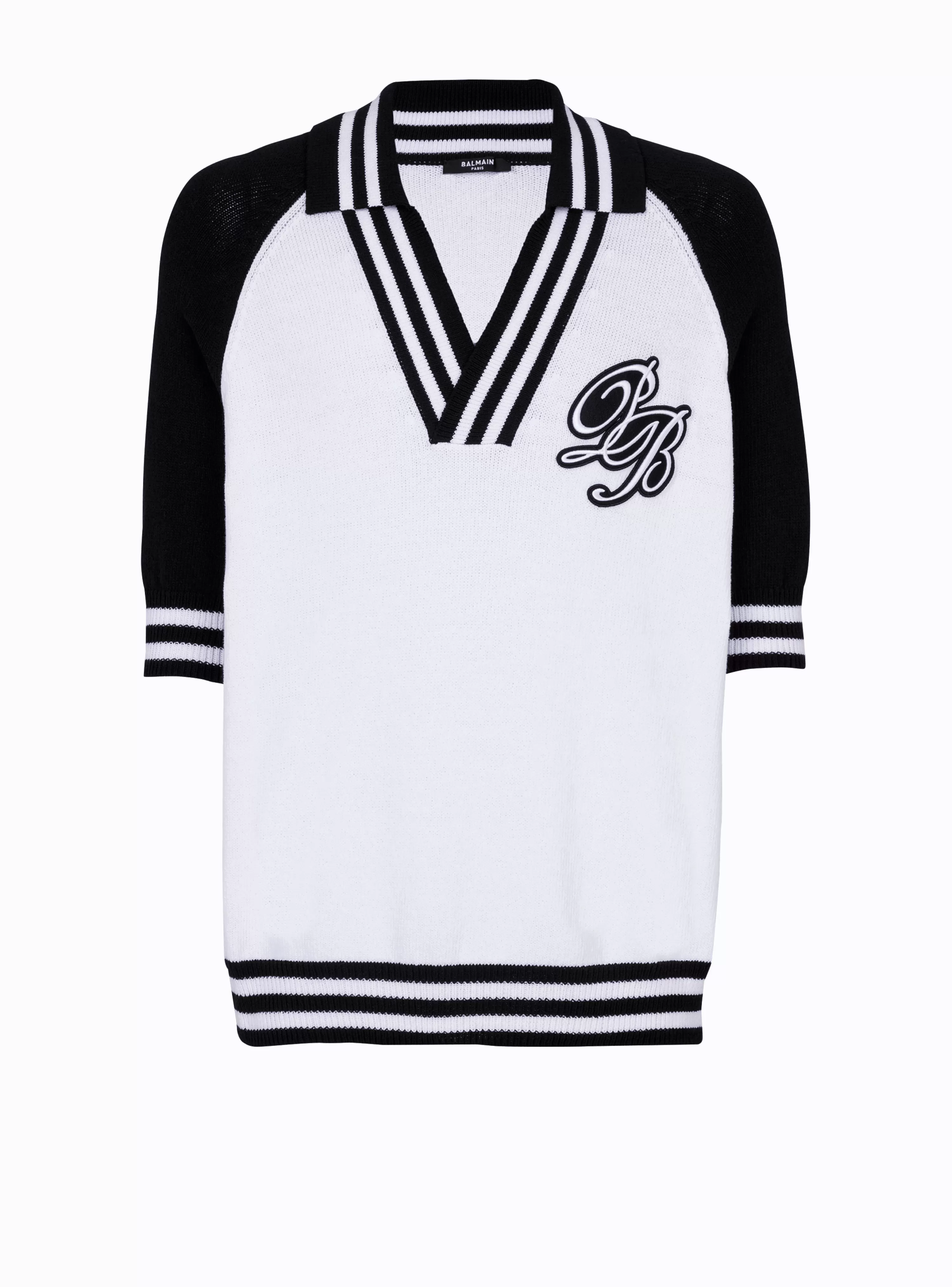 Balmain College Baseball PB Signature Knit Polo Shirt