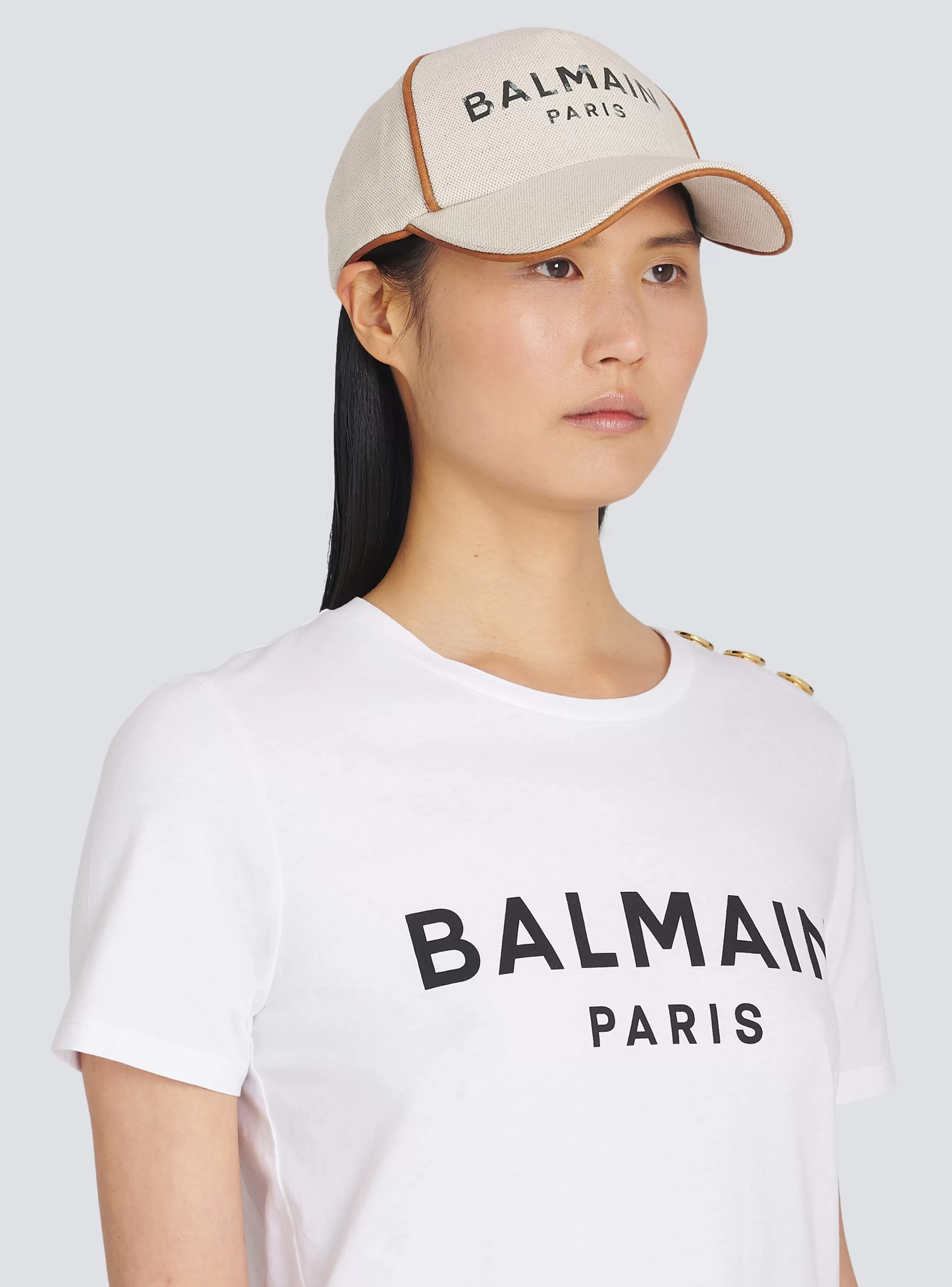 Women Balmain Cotton B-Army Cap With Logo