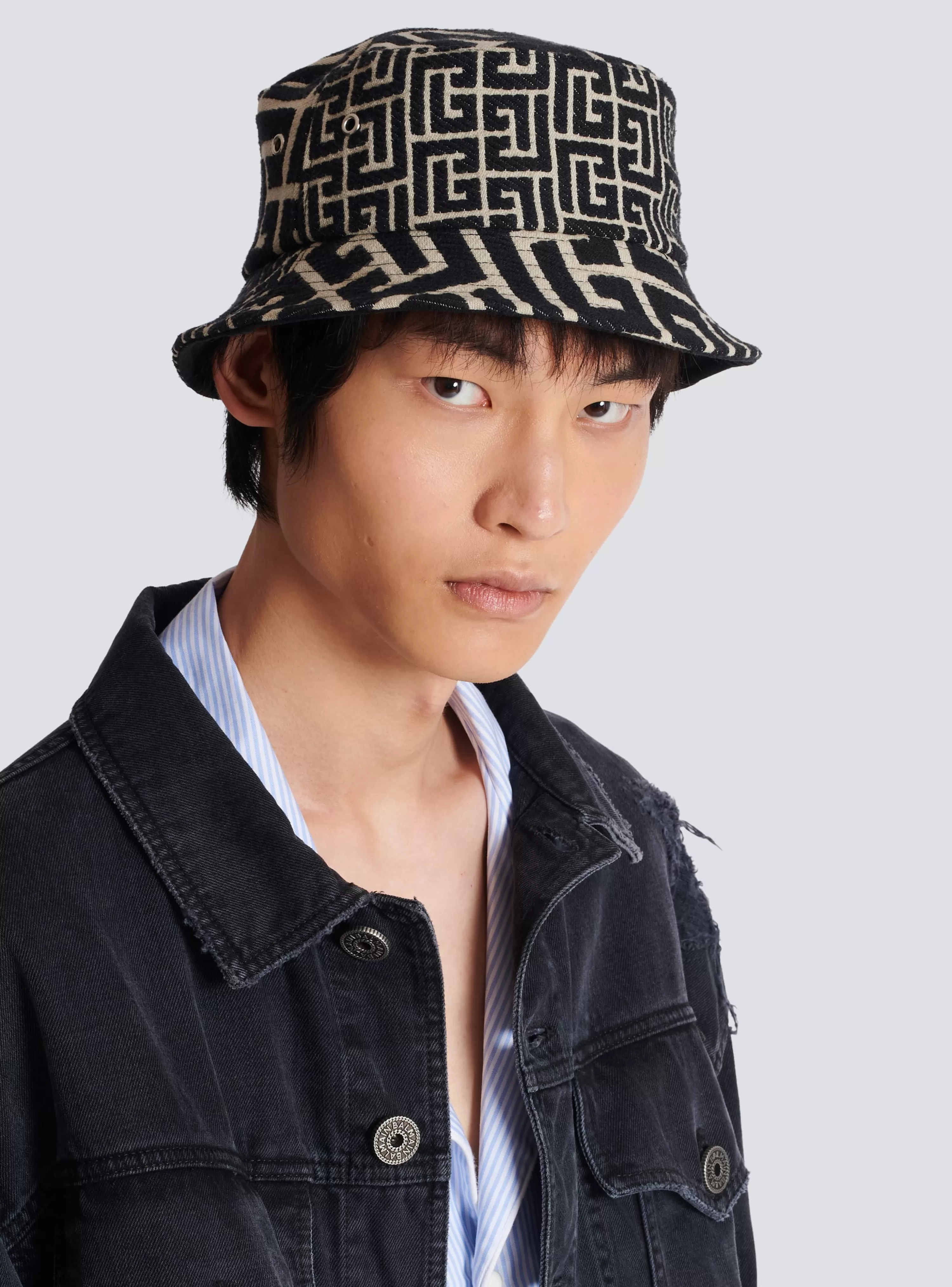 Balmain Cotton Canvas Bucket Hat With Paris Logo