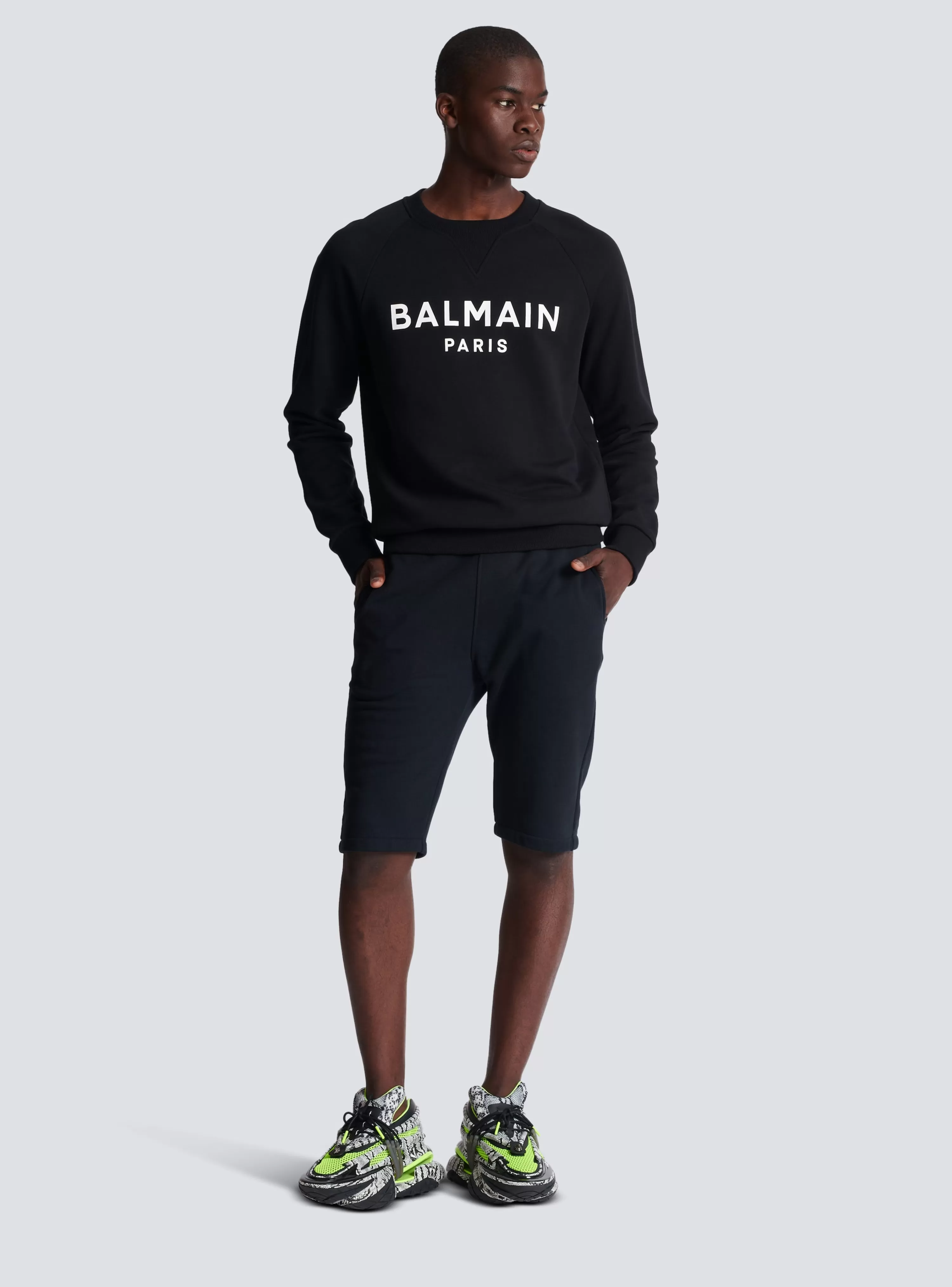 Balmain Cotton Shorts With Flocked Paris Logo