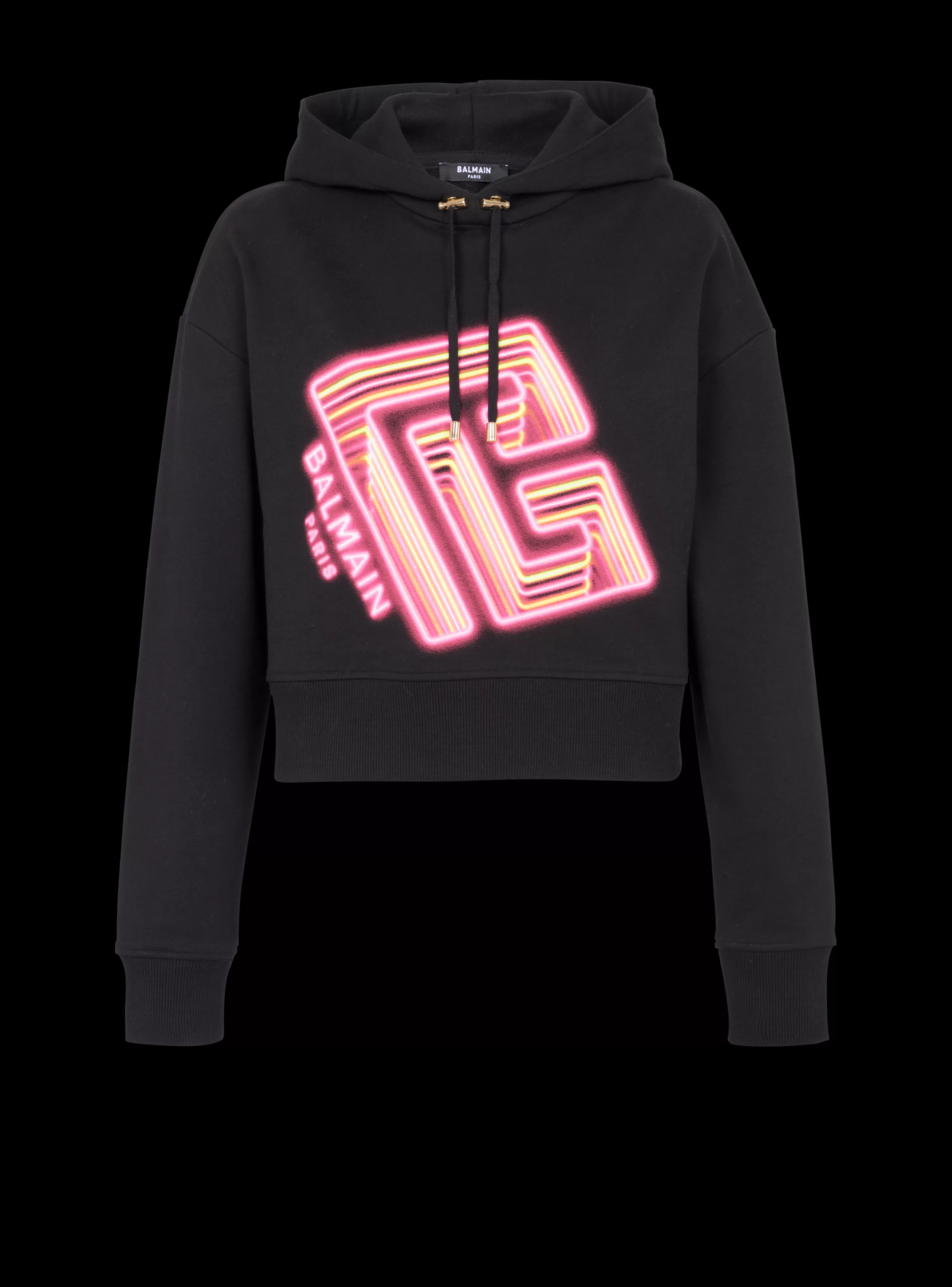 Women Balmain Cropped Neon-print Sweatshirt