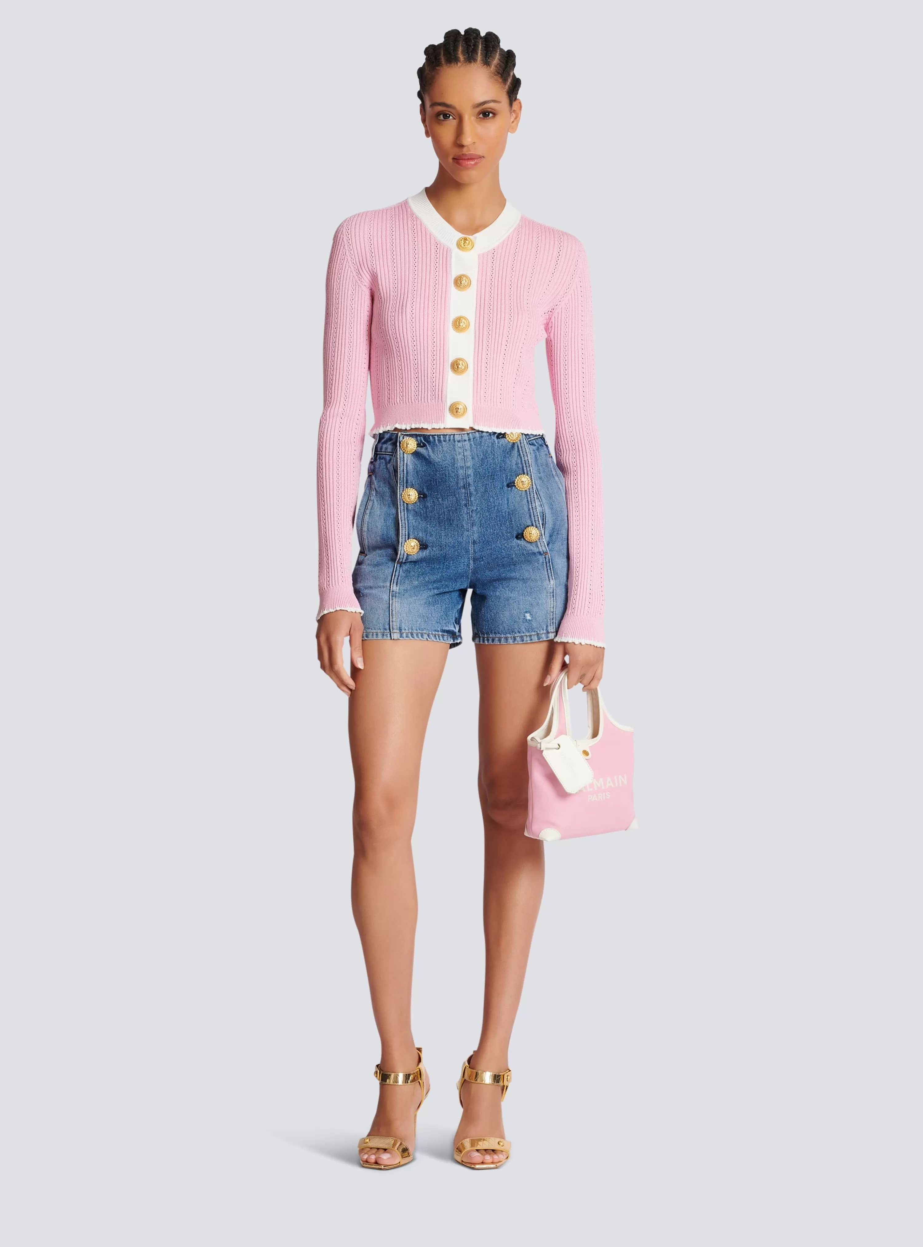 Women Balmain Denim Shorts With Buttons