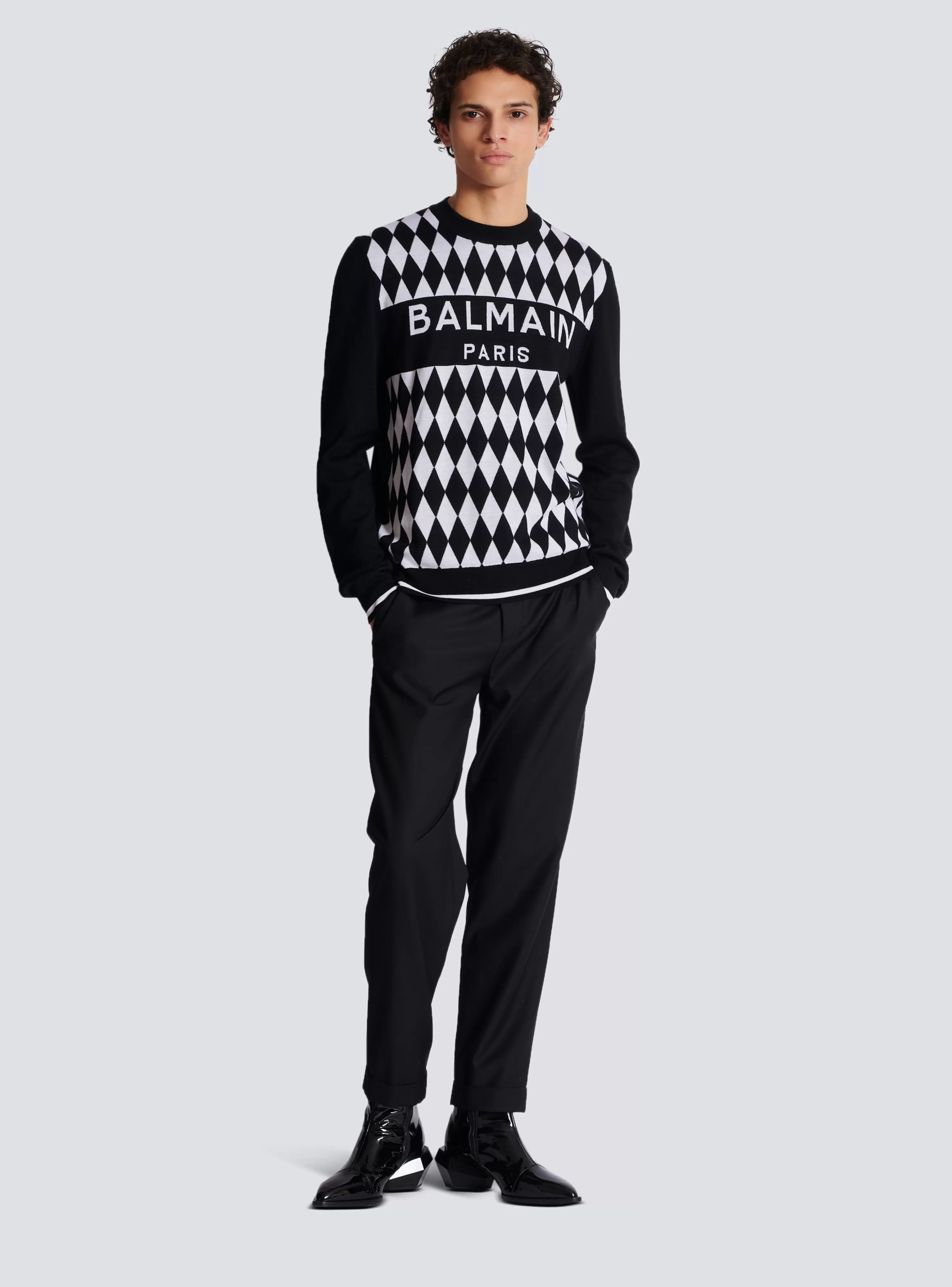 Balmain Diamond Paris Two-tone Jacquard Jumper