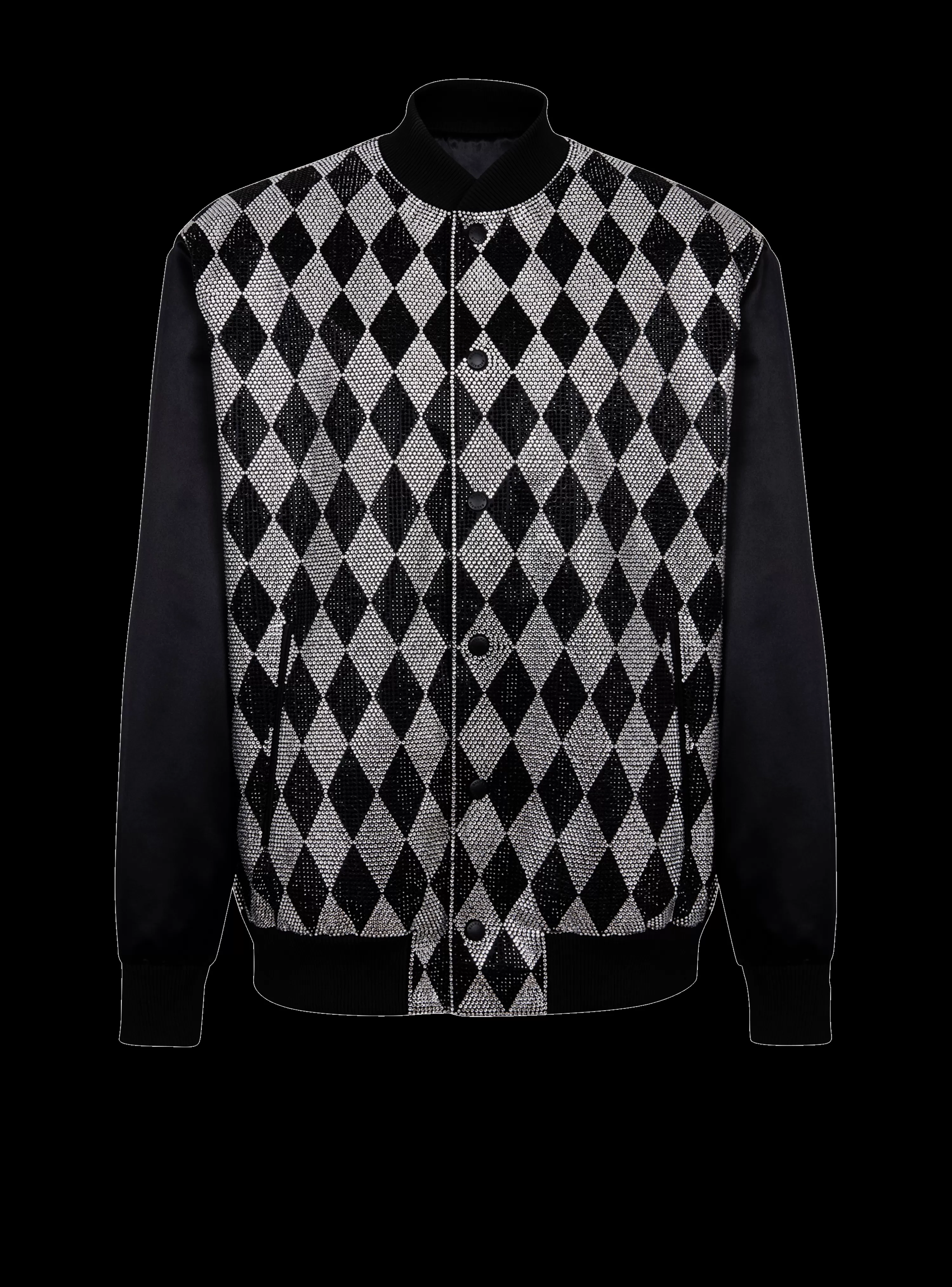 Balmain Diamond Satin Bomber Jacket With Rhinestones