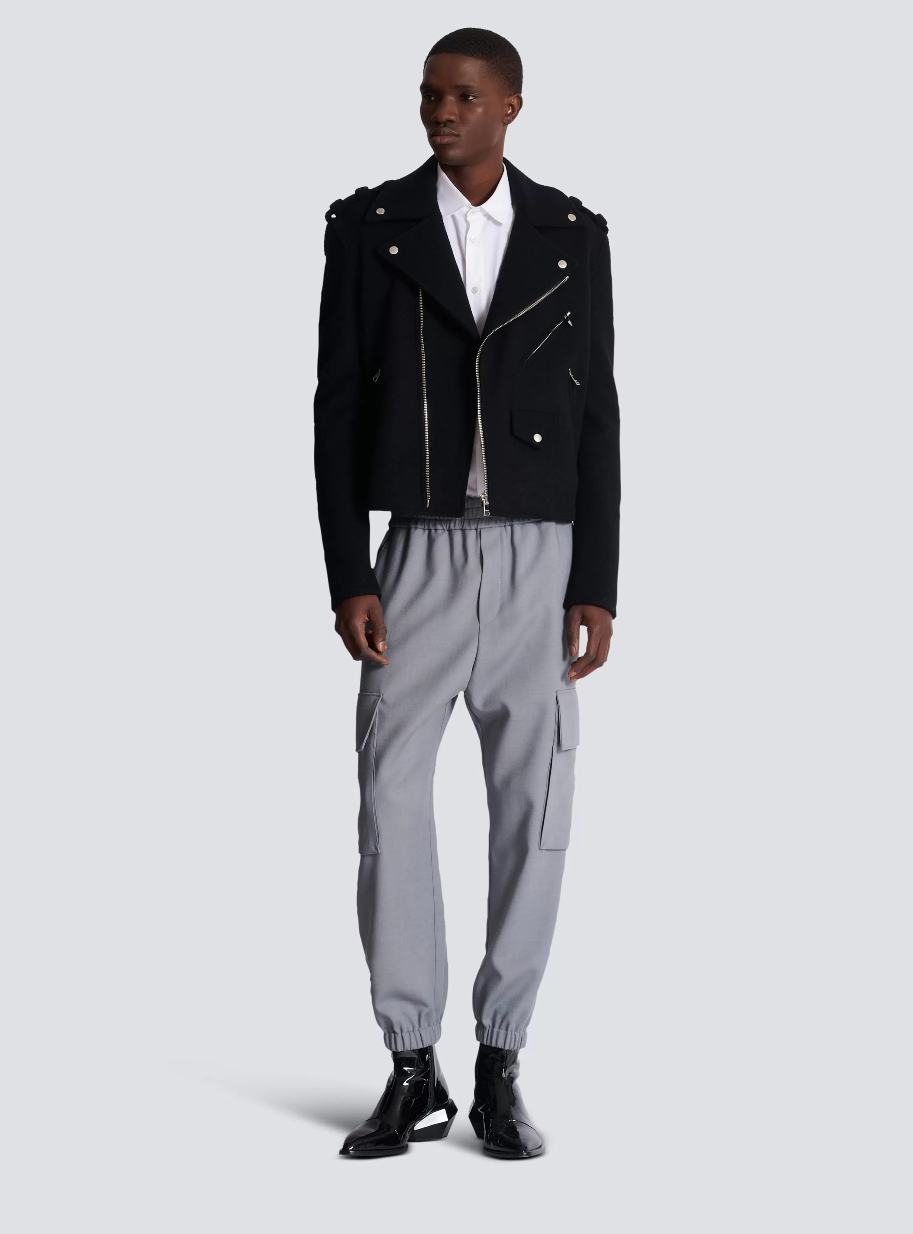 Balmain Double Crepe Wool Cargo Trousers