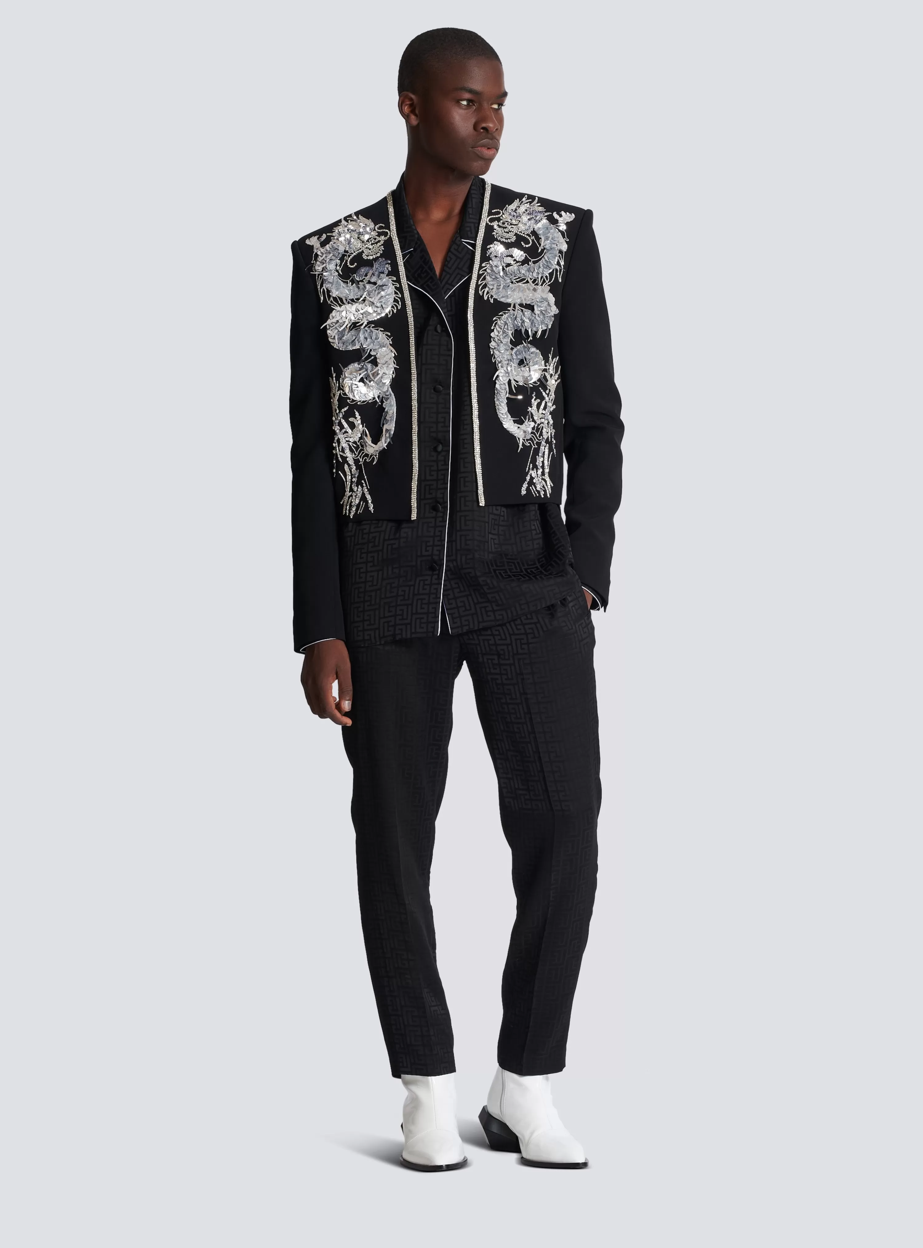 Balmain Dragon Embroidered Spencer Jacket