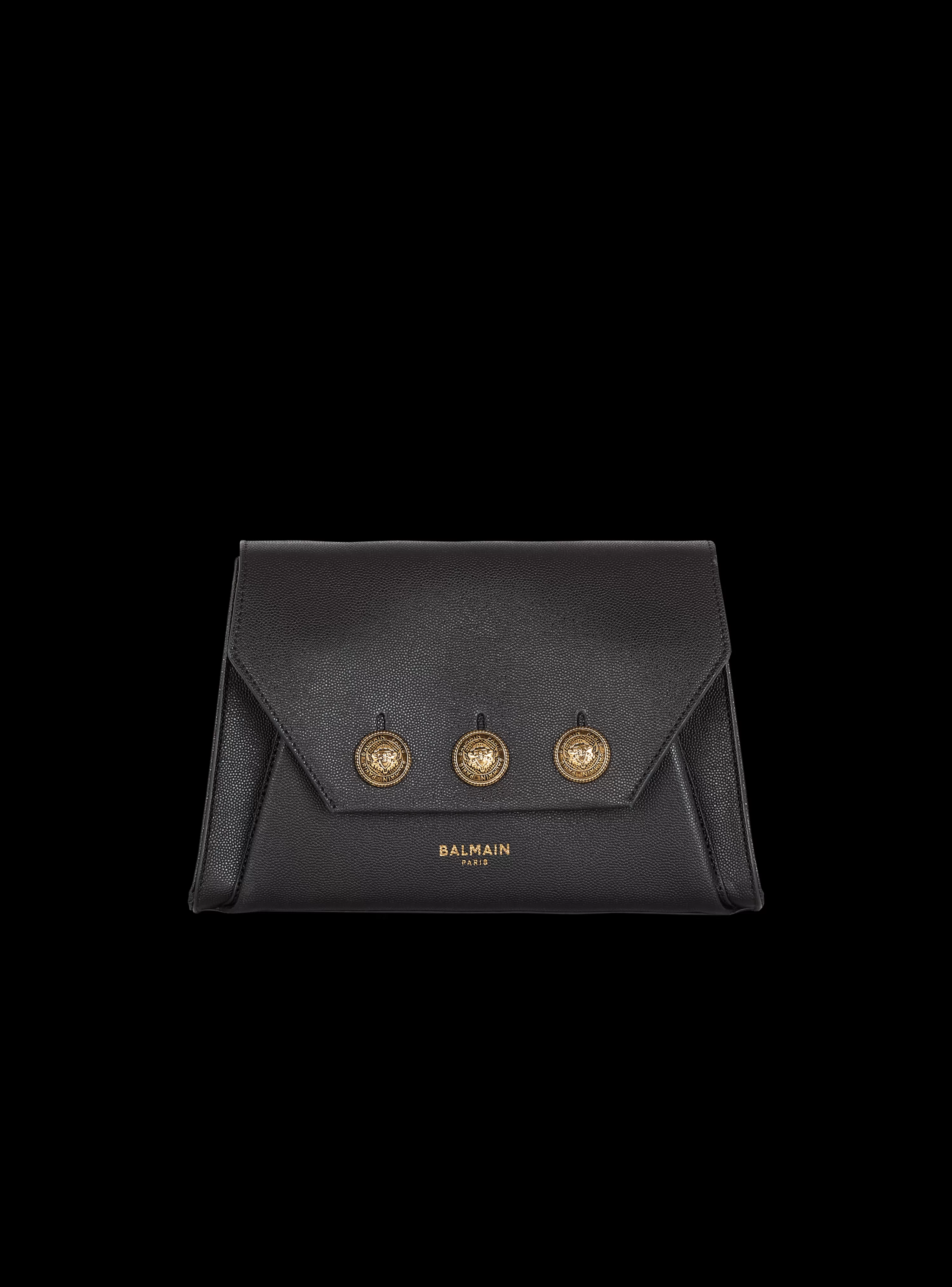 Women Balmain Emblème Flap Grained Calfskin Bag