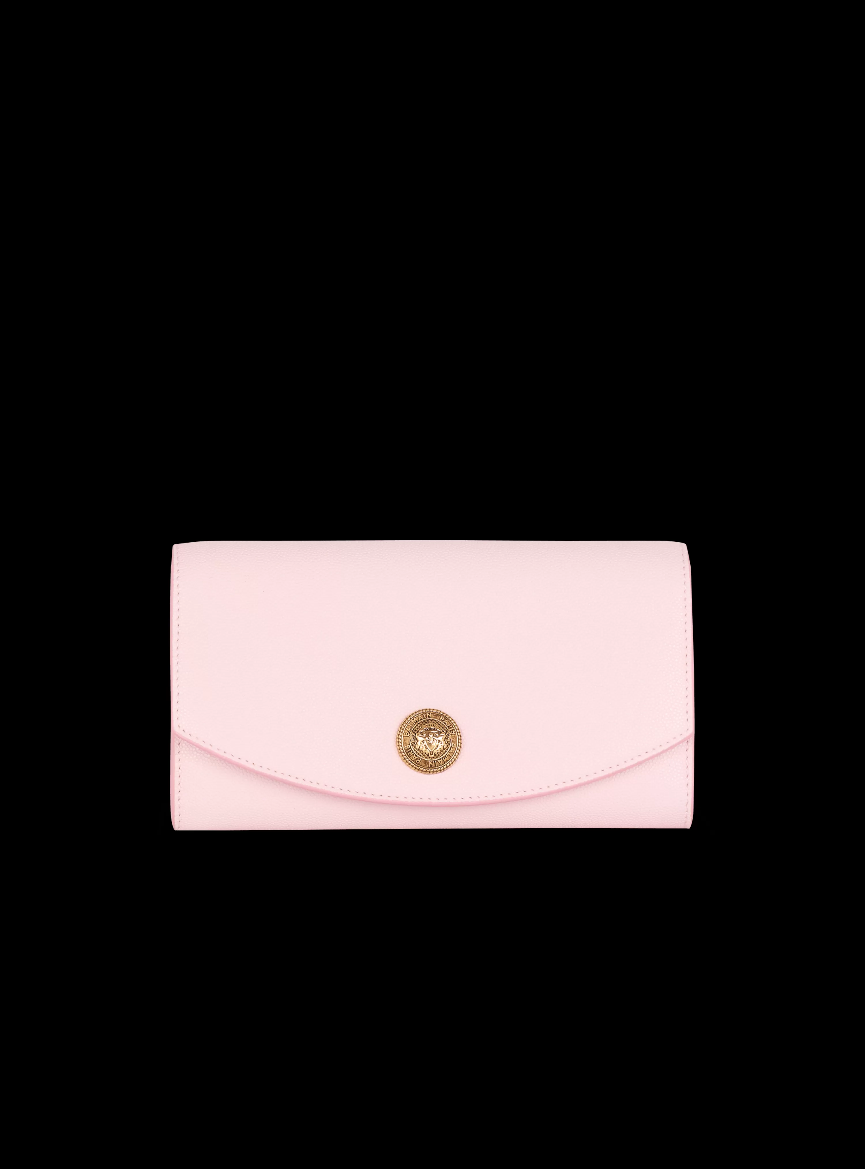 Women Balmain Emblème Grained Calfskin Clutch