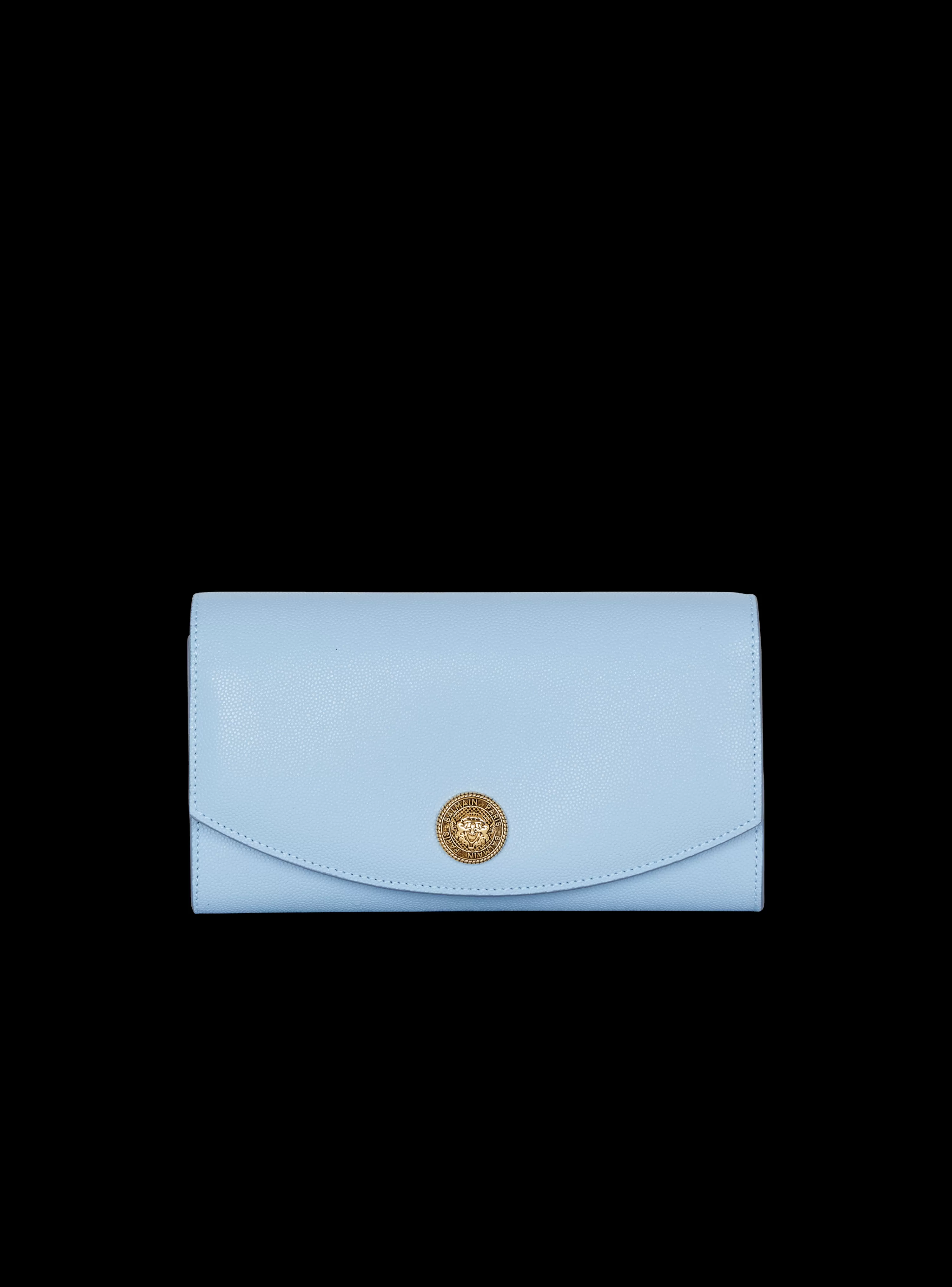 Women Balmain Emblème Grained Calfskin Clutch