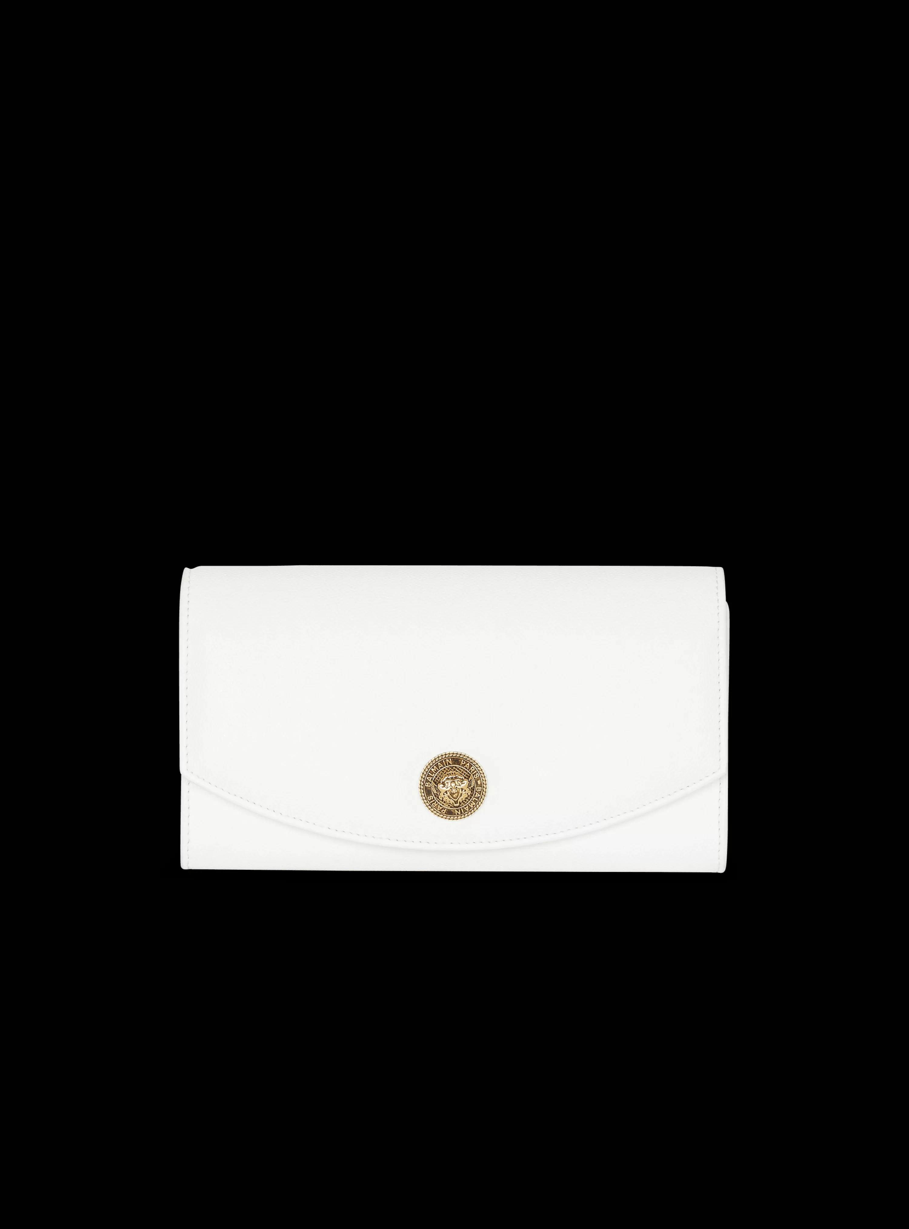 Women Balmain Emblème Grained Calfskin Clutch