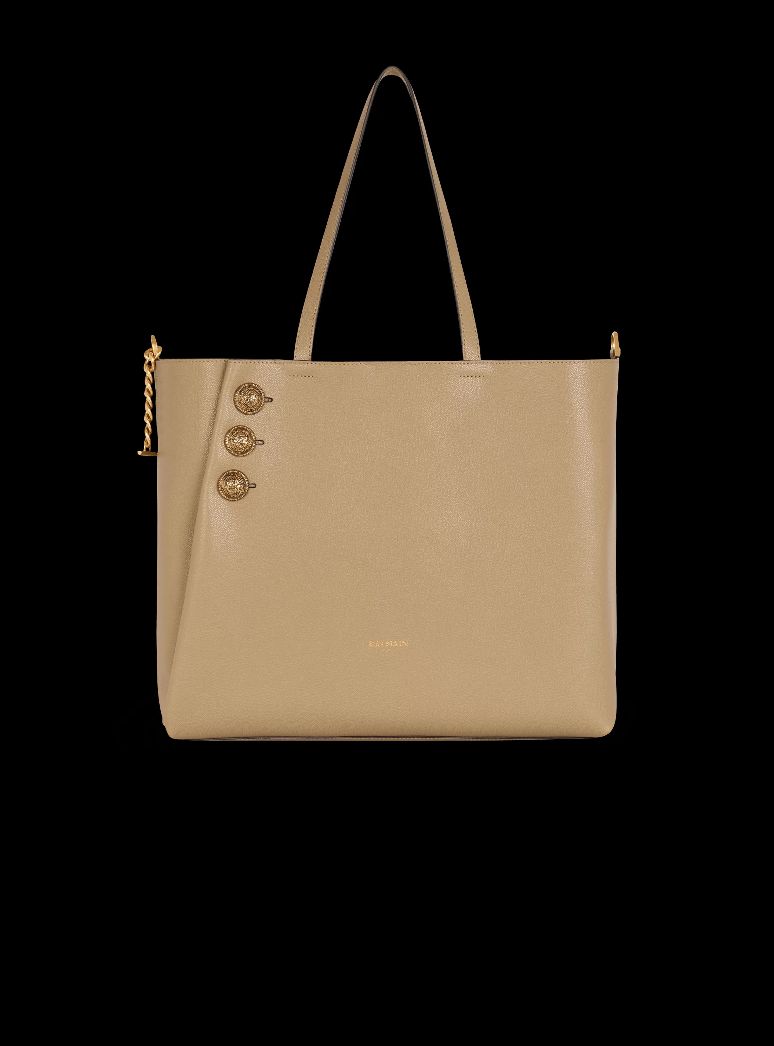 Women Balmain Emblème Grained Calfskin Tote Bag