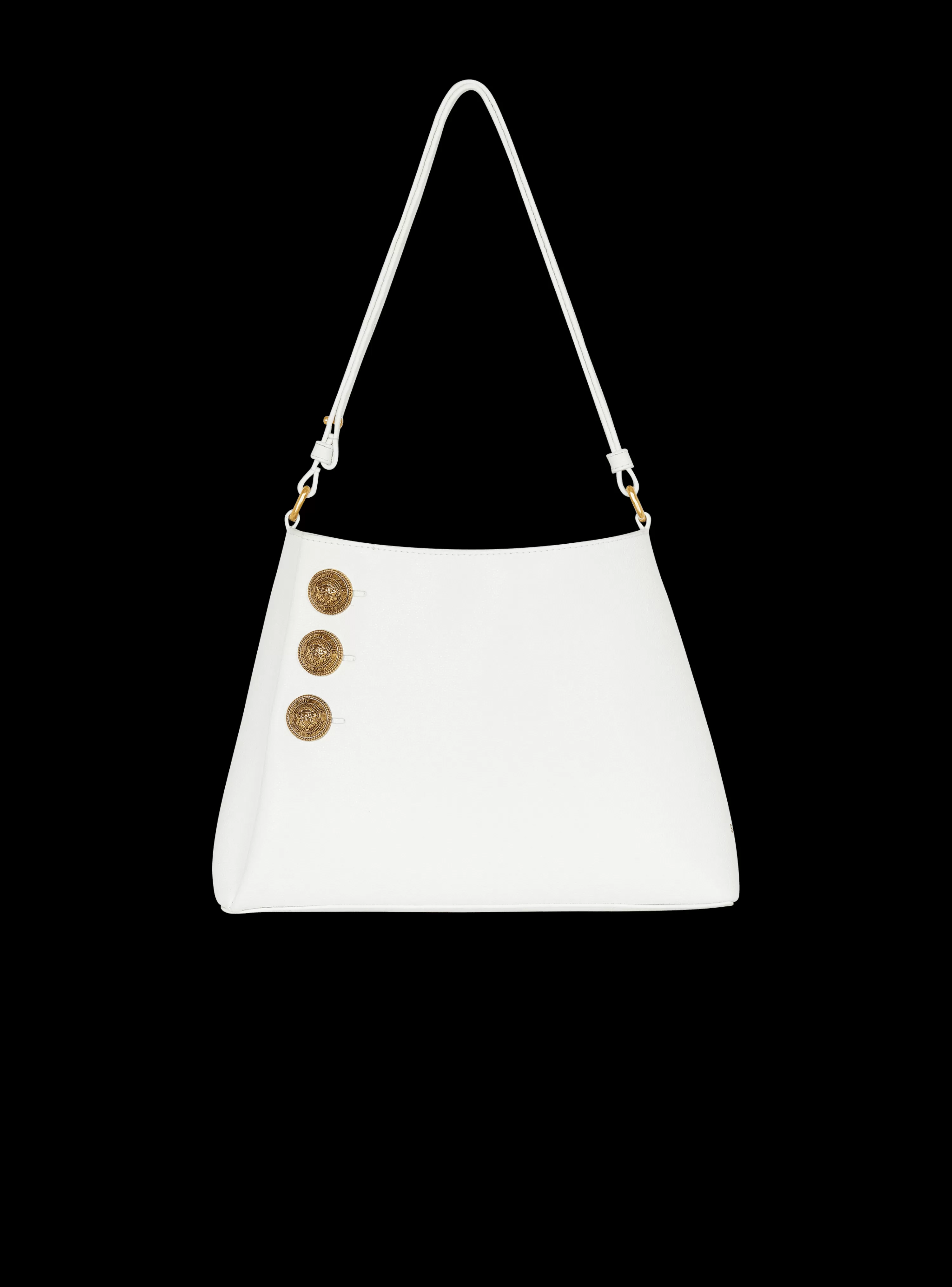 Women Balmain Emblème Shoulder Bag In Grained Calfskin