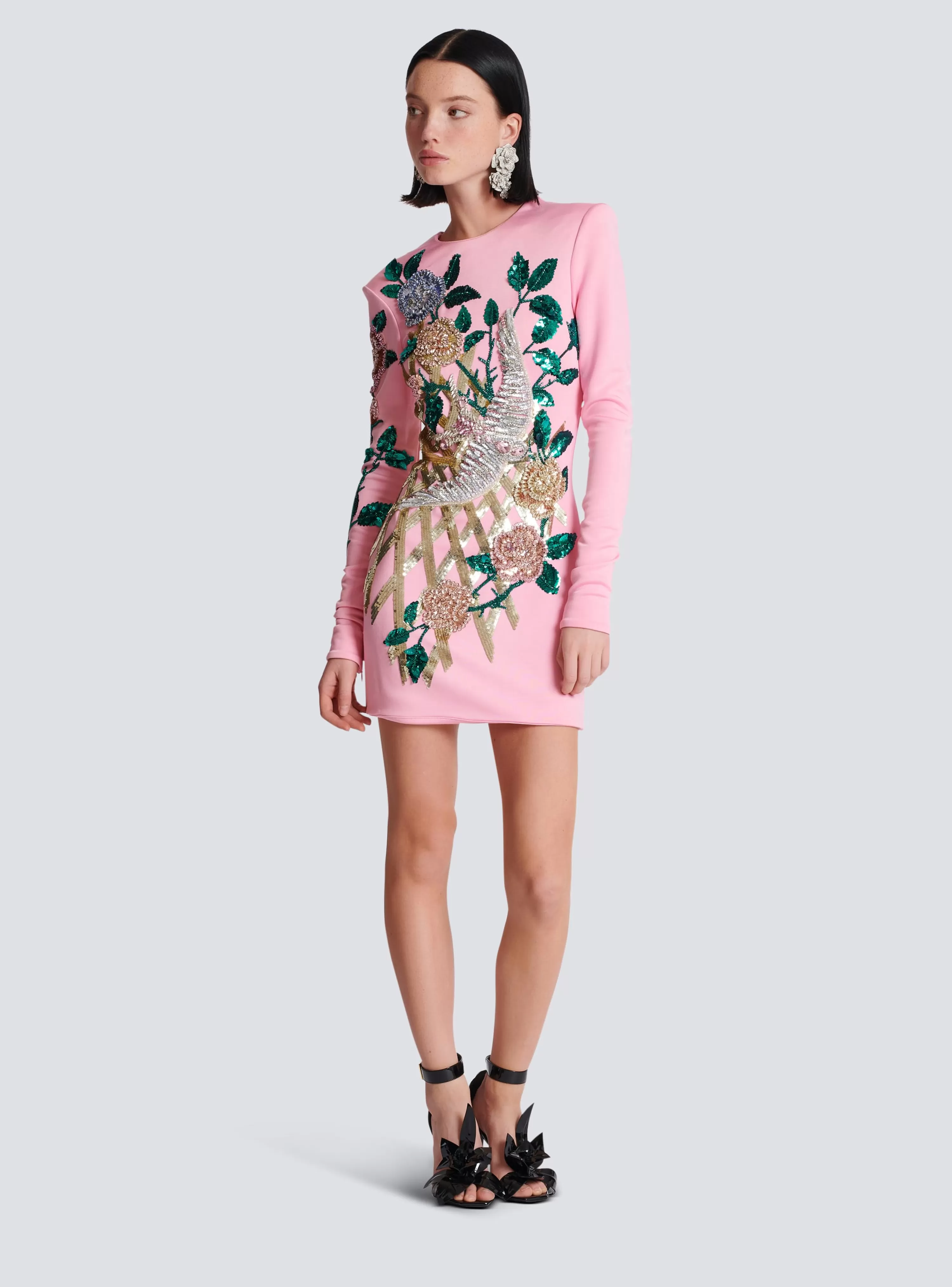 Women Balmain Embroidered Roses Dress