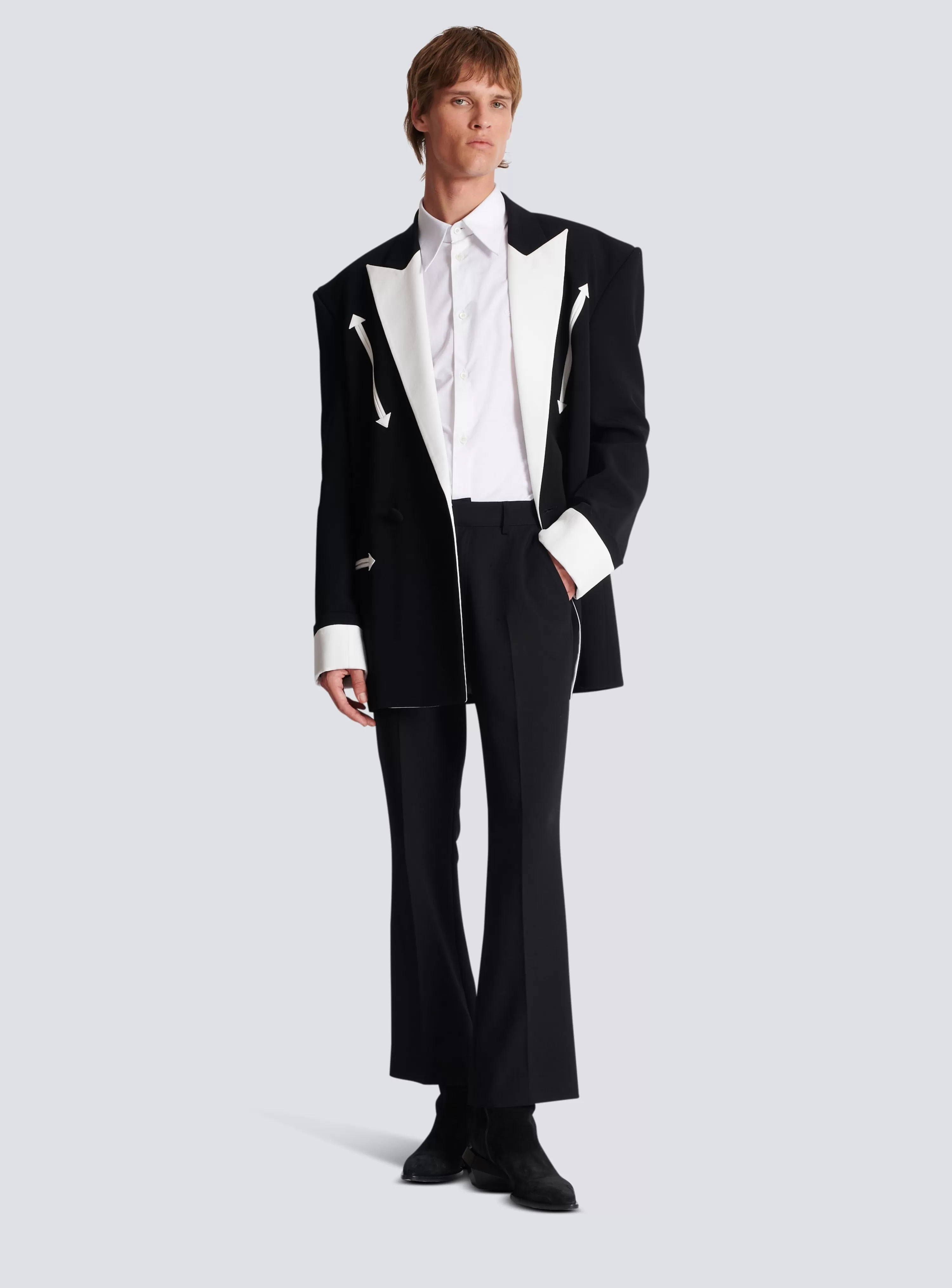 Balmain Flared Trousers In Double Crepe