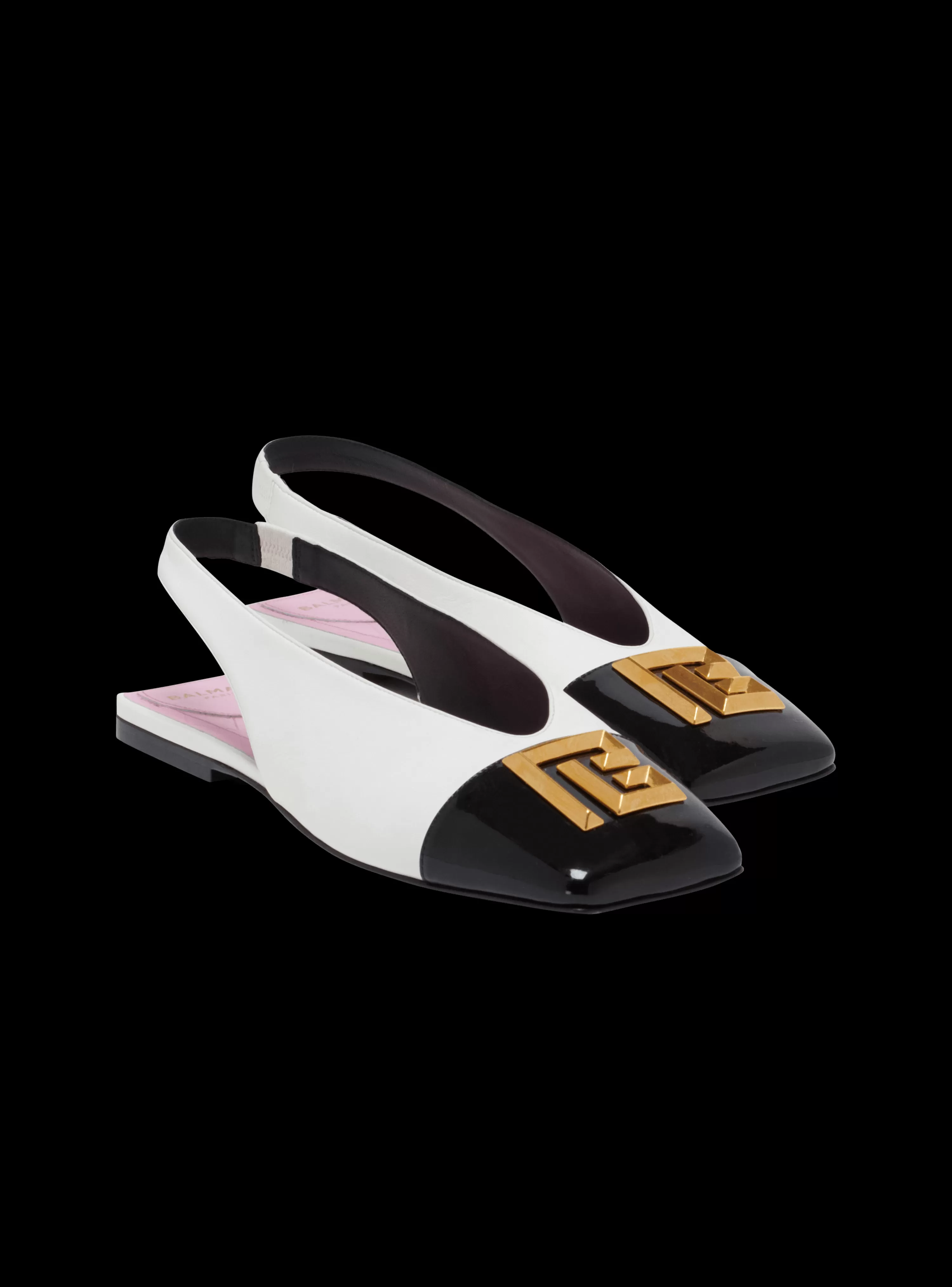 Women Balmain Flat Eden Slingbacks In Two-tone Leather