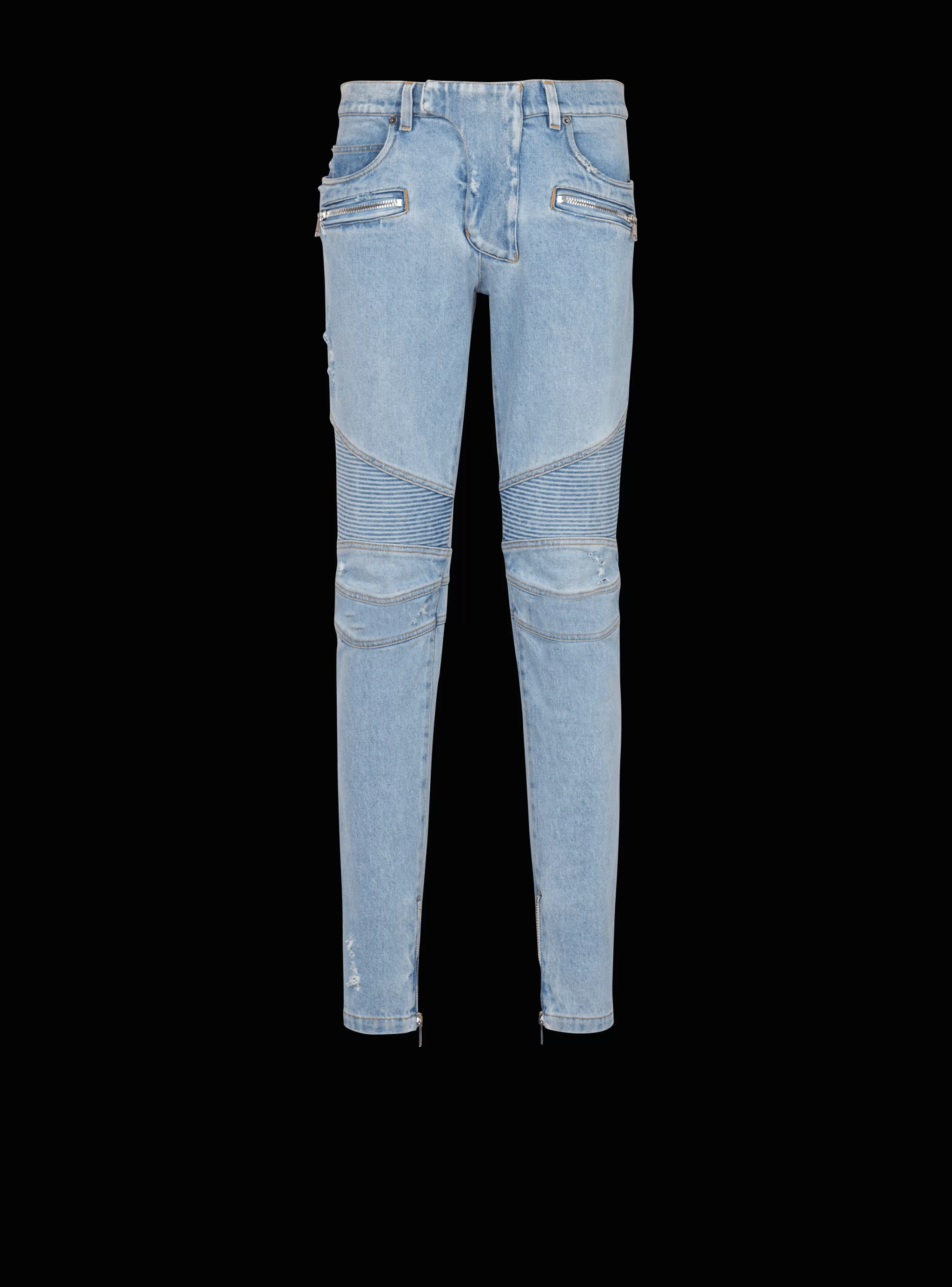 Balmain Light Denim Biker Jeans