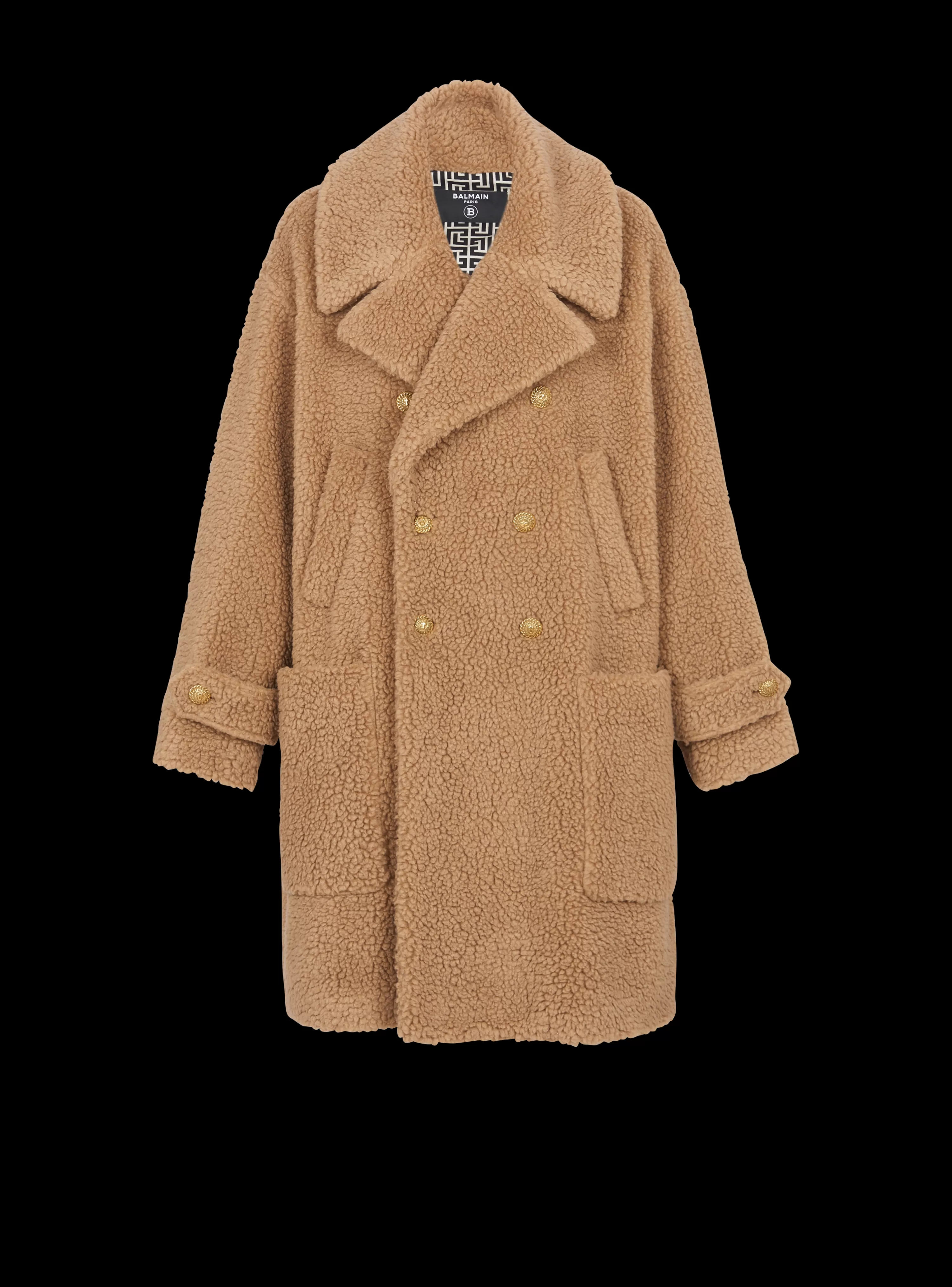 Women Balmain Long Double-breasted Buttoned Coat