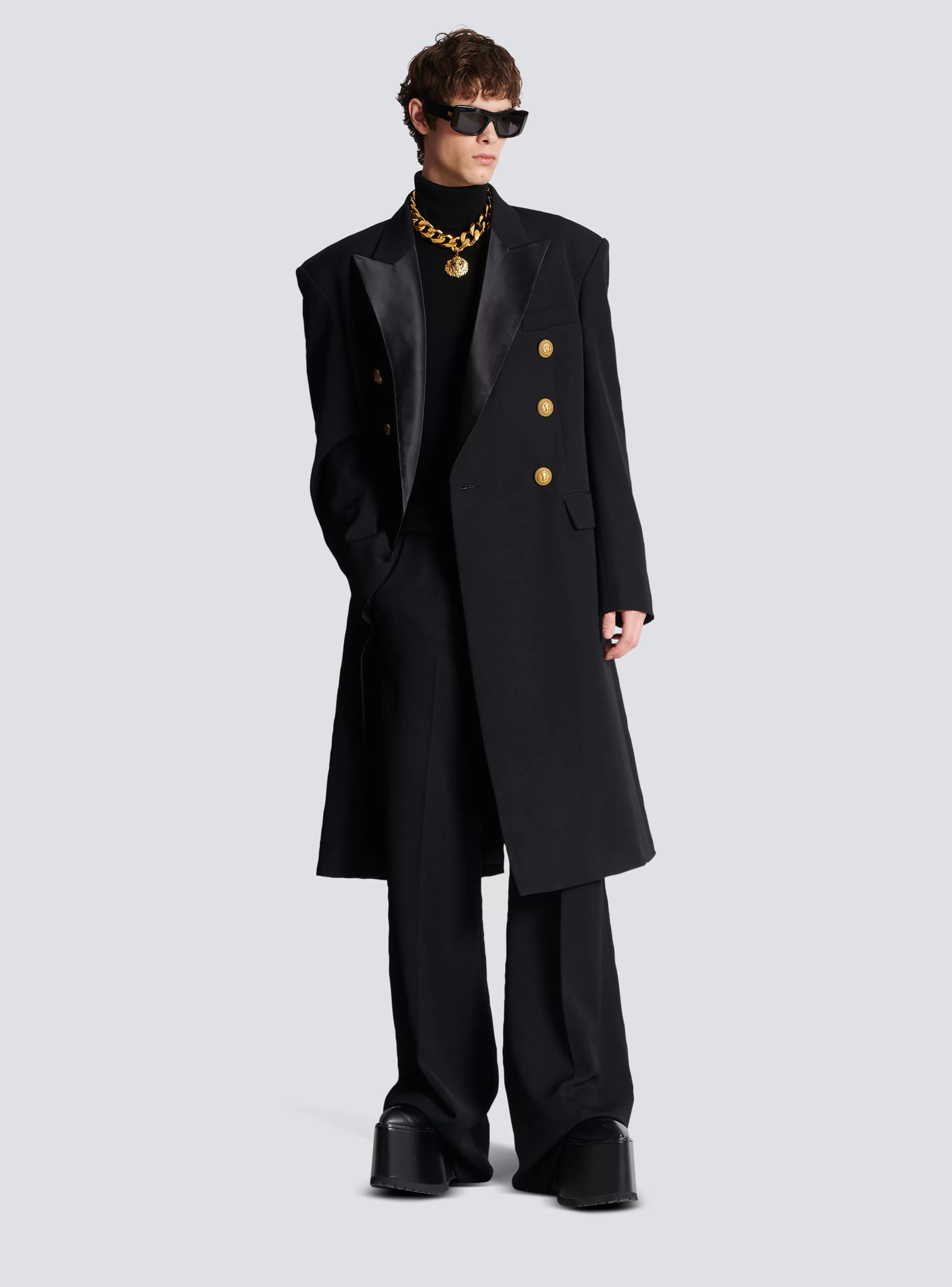 Women Balmain Long Military-style Coat