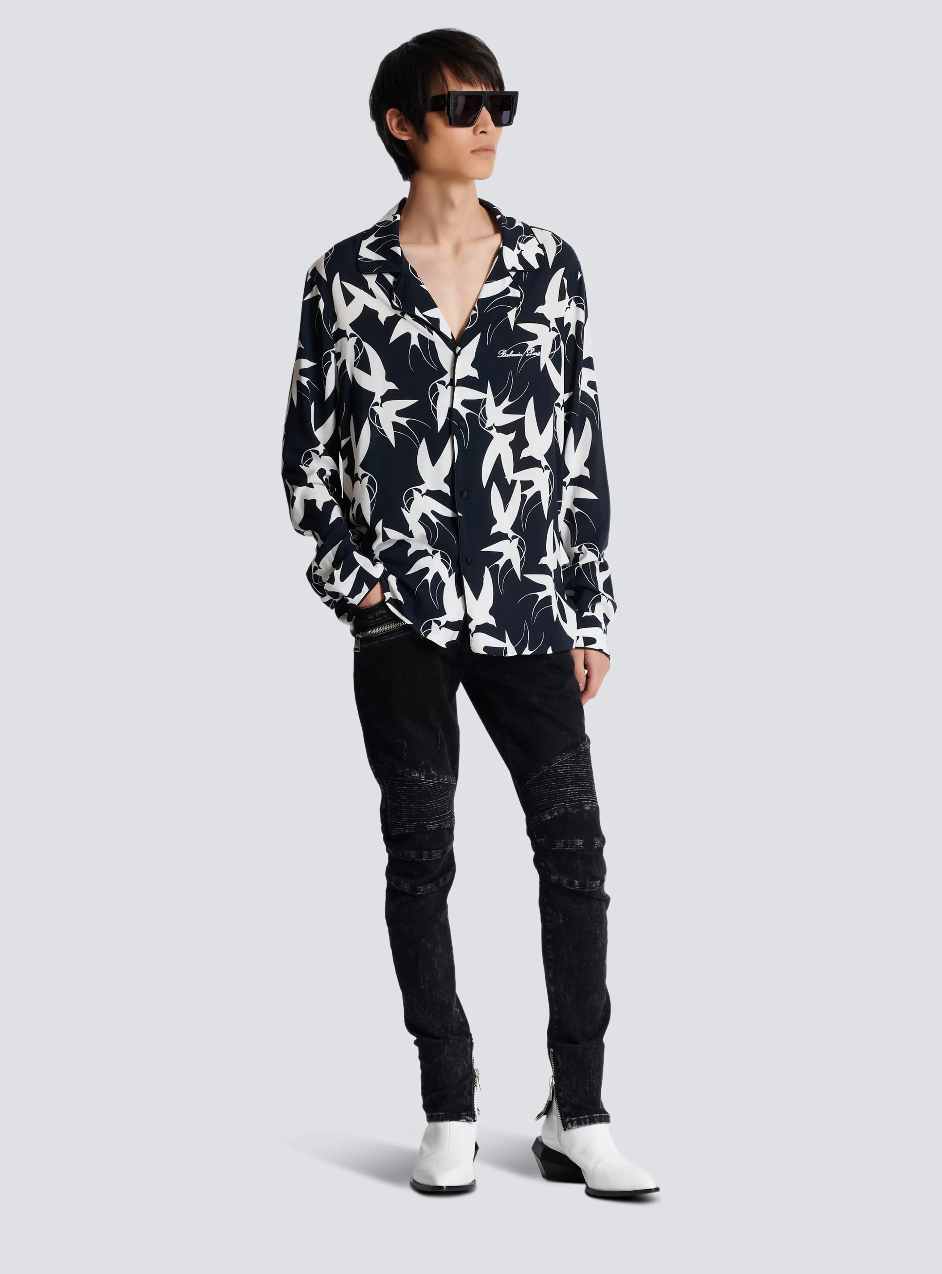 Balmain Loose Shirt With Swallow Print