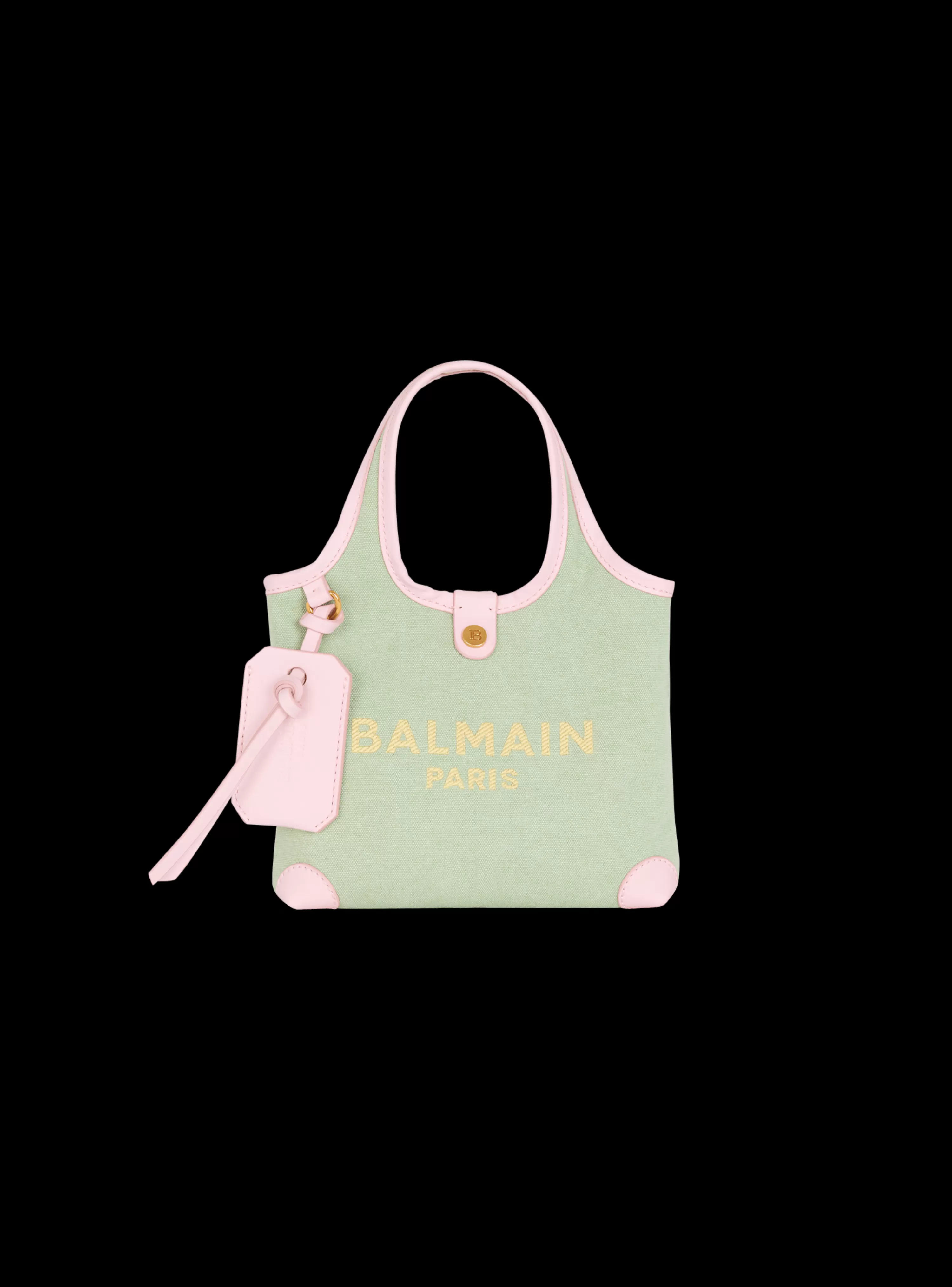 Women Balmain Mini Canvas And Leather B-Army Grocery Bag