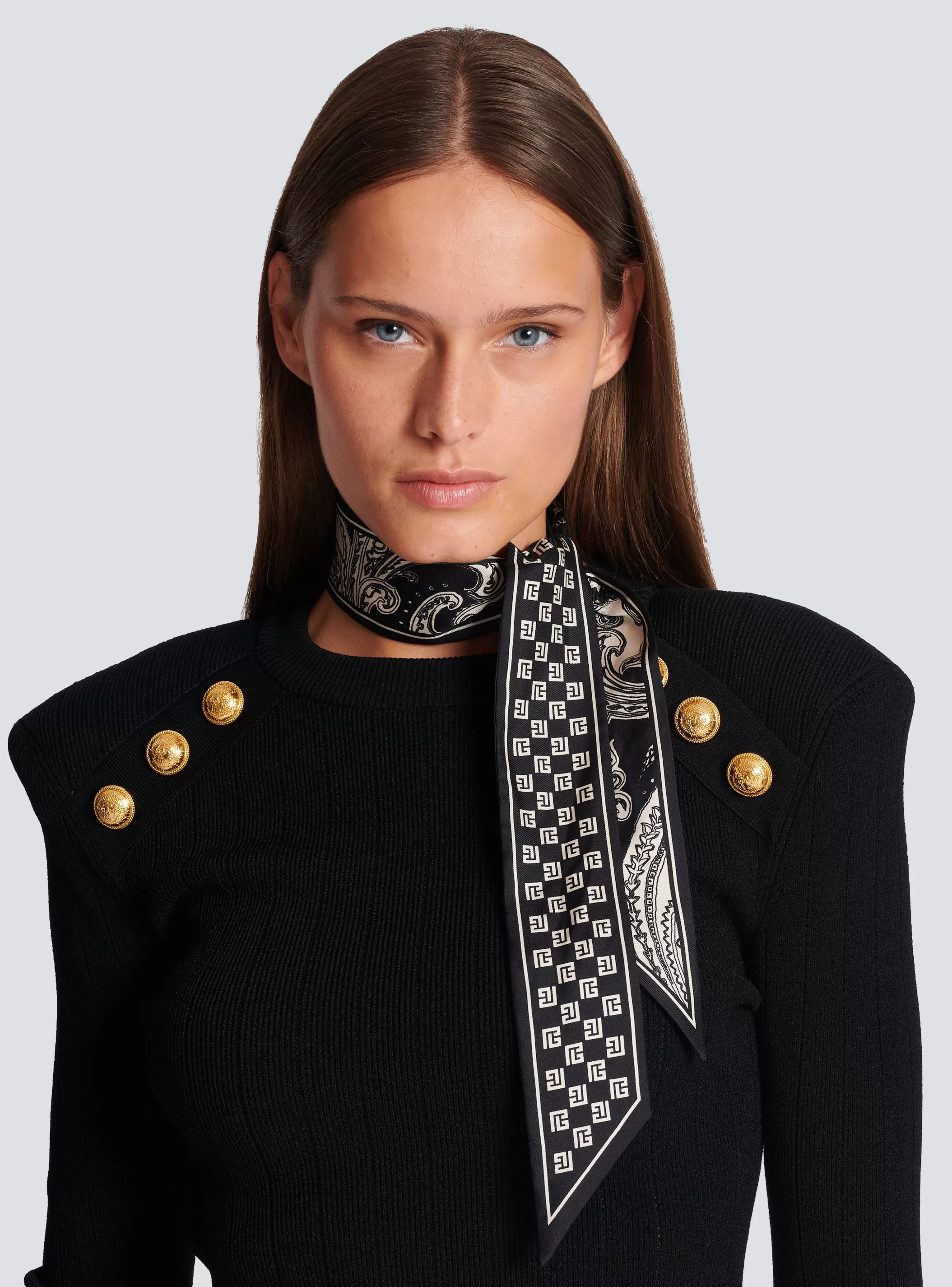 Women Balmain Mini Monogram And Paisley Reversible Scarf