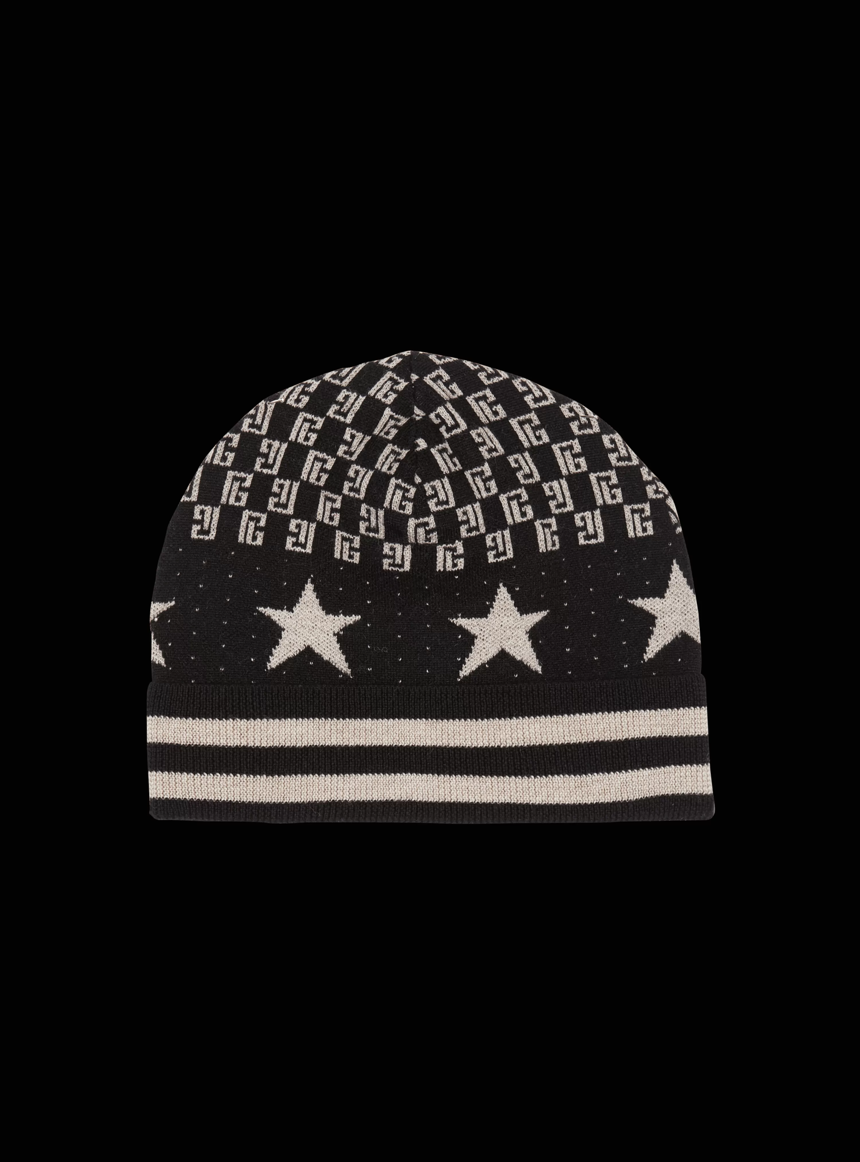 Women Balmain Mini Monogram And Stars Beanie