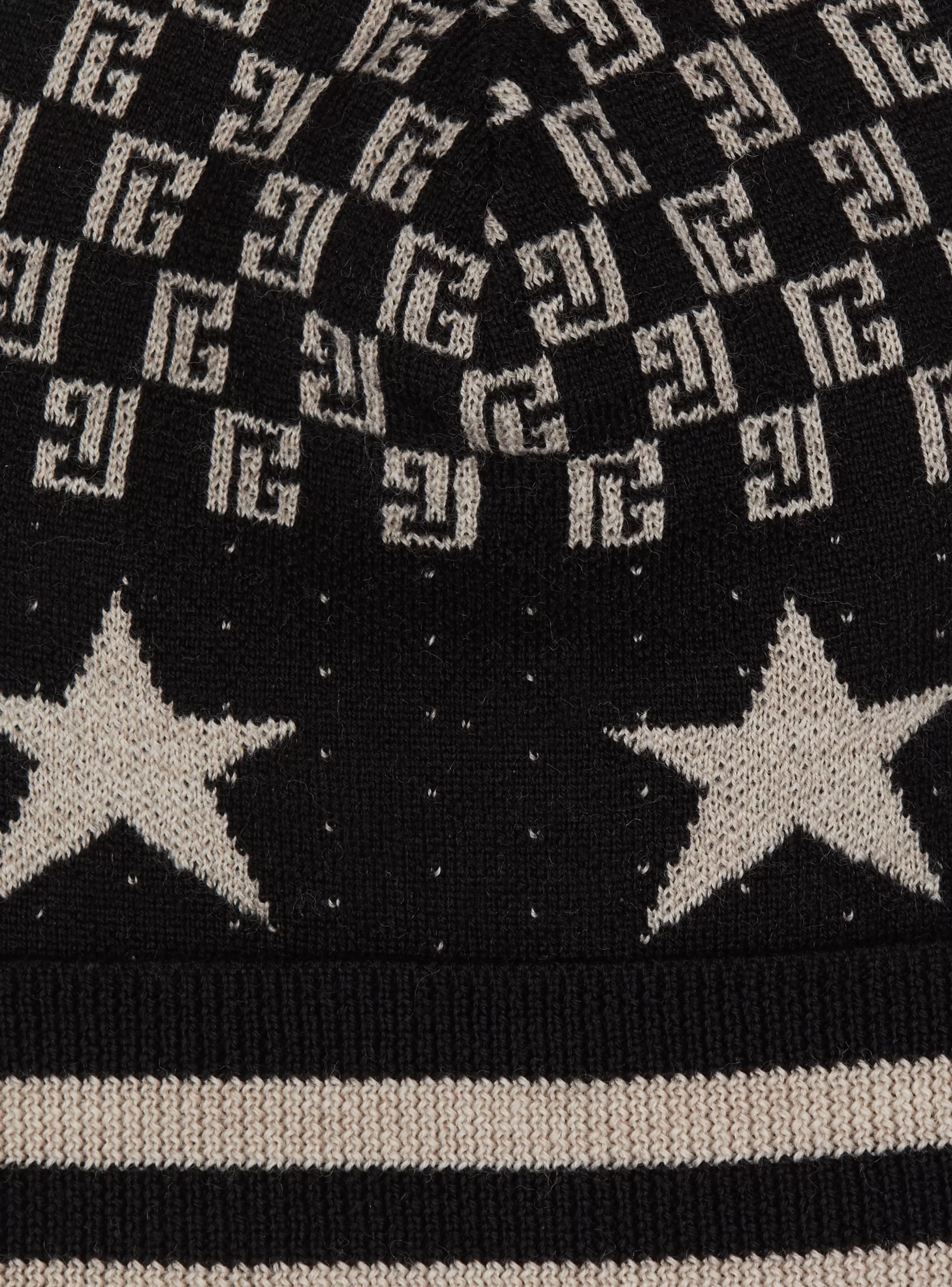 Women Balmain Mini Monogram And Stars Beanie