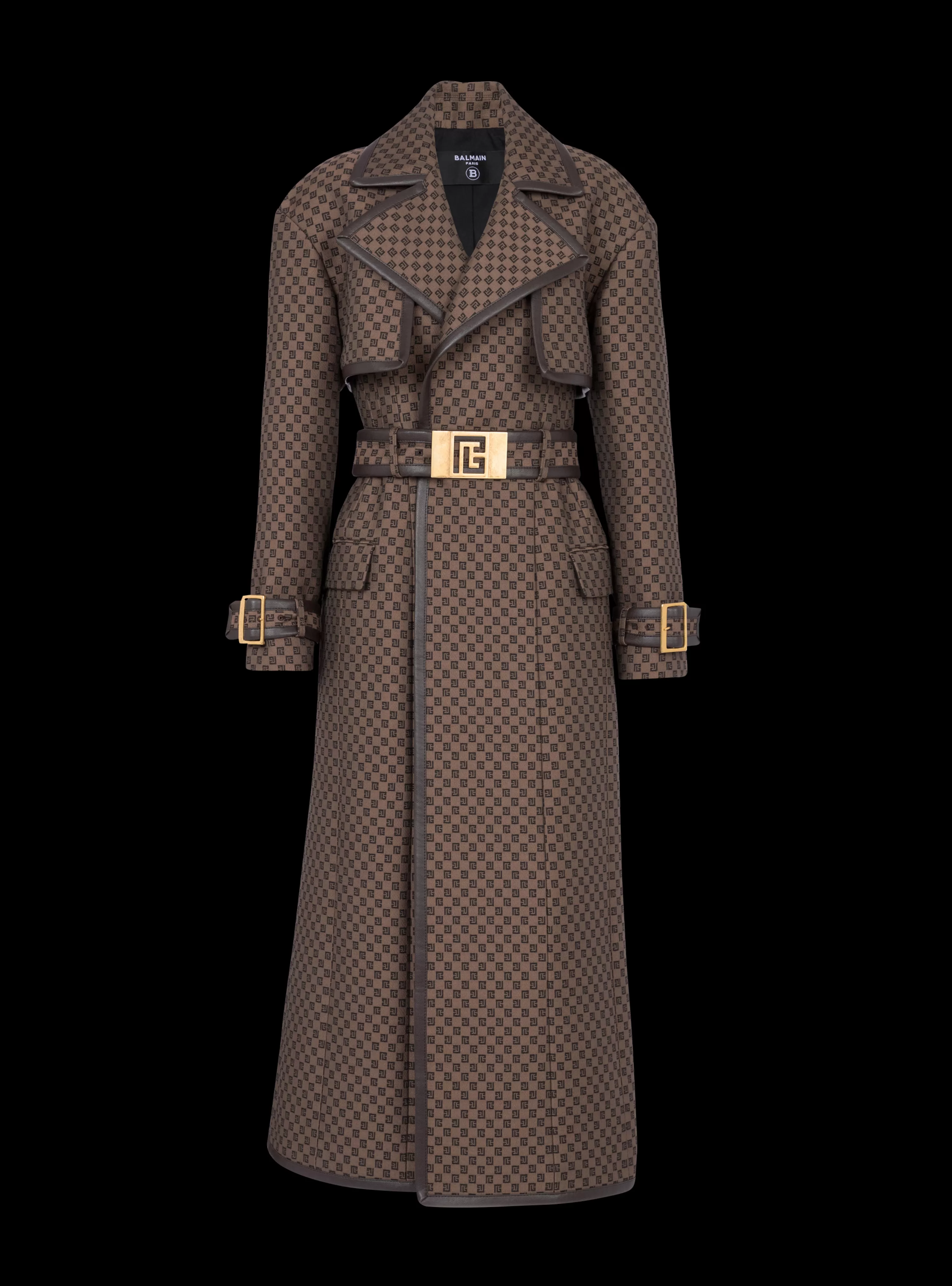 Women Balmain Mini Monogram Jacquard Trench Coat