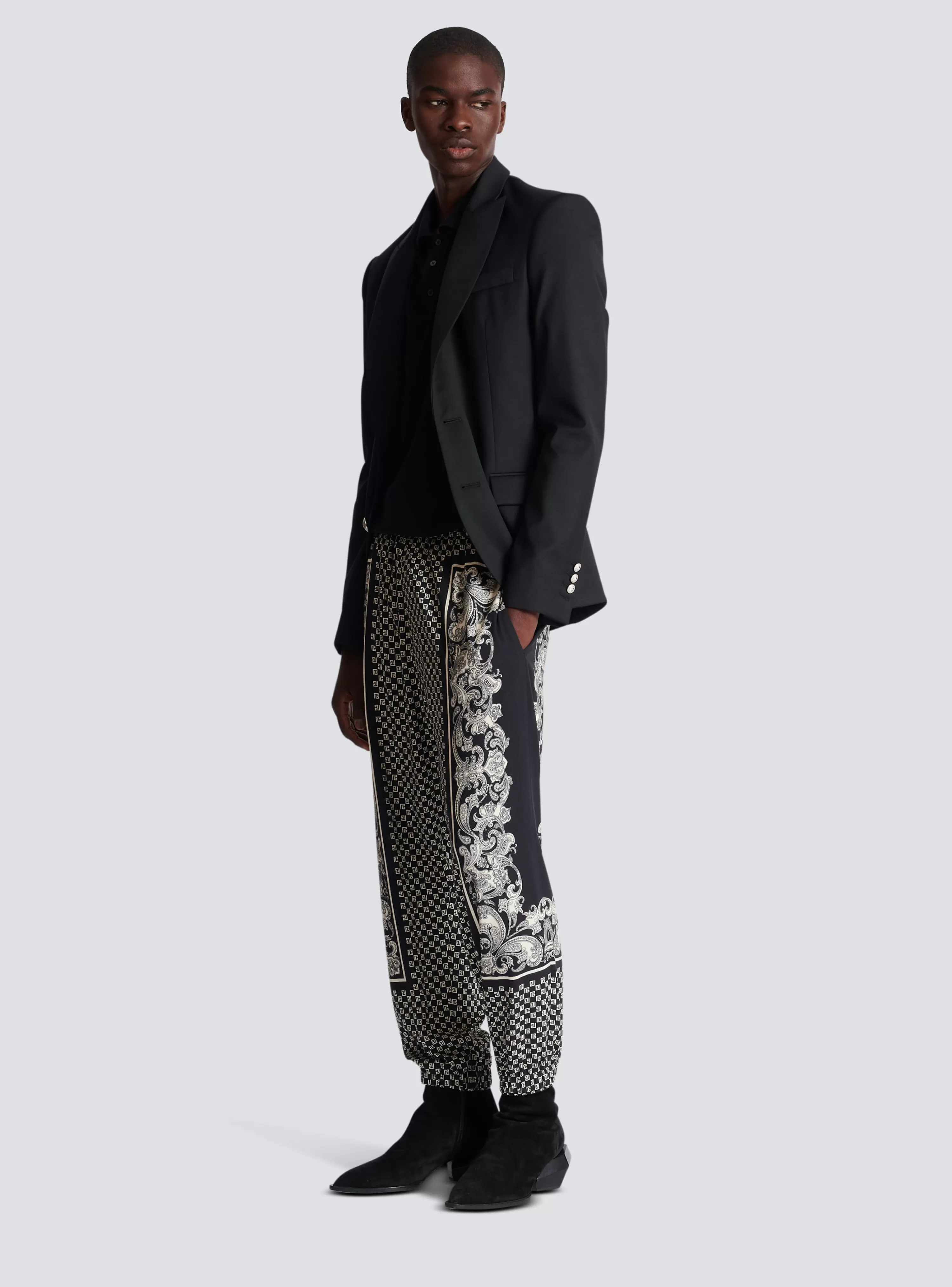 Balmain Mini Monogram Paisley Print Trousers