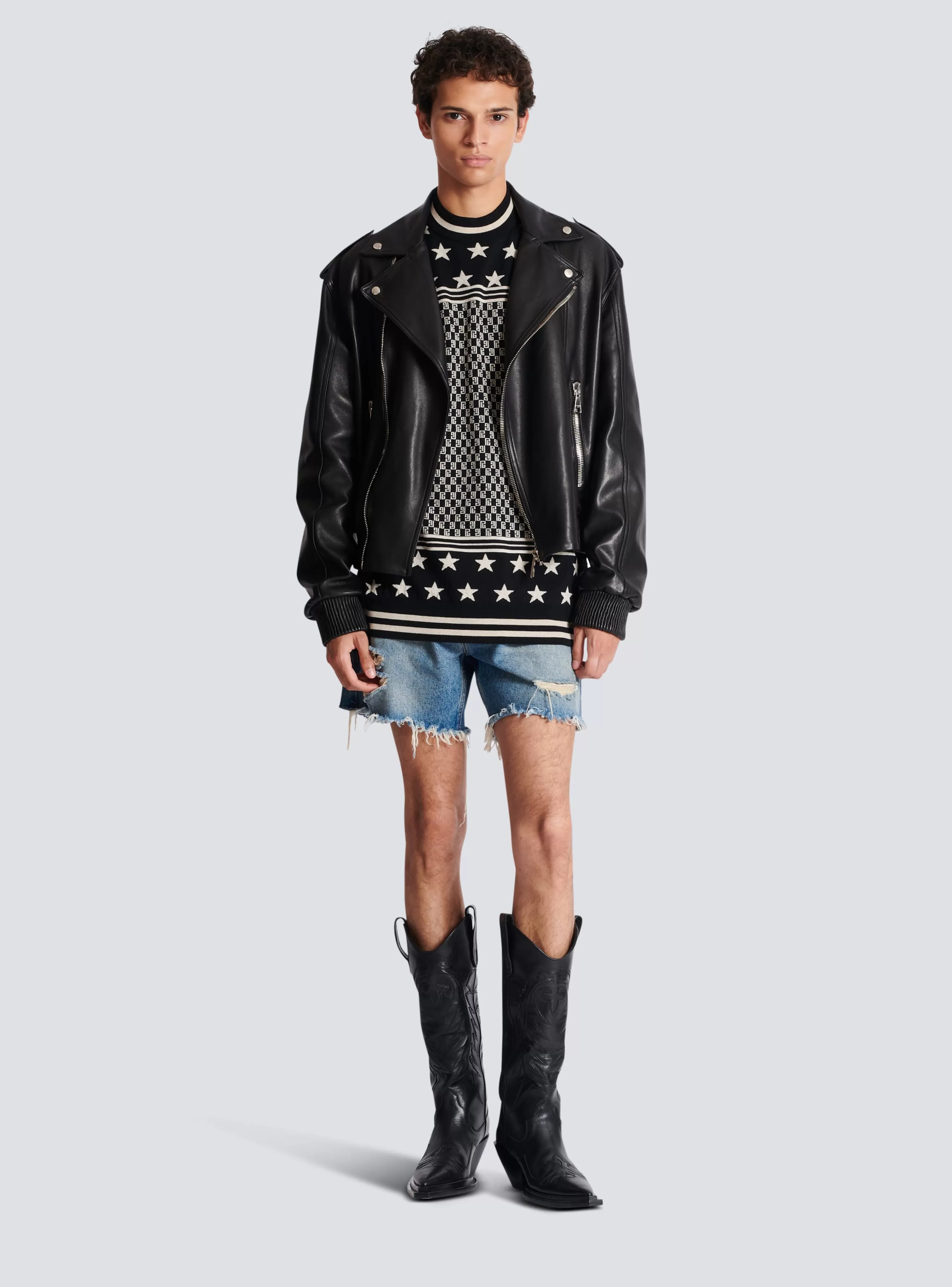 Balmain Mini Monogram Stars Jumper