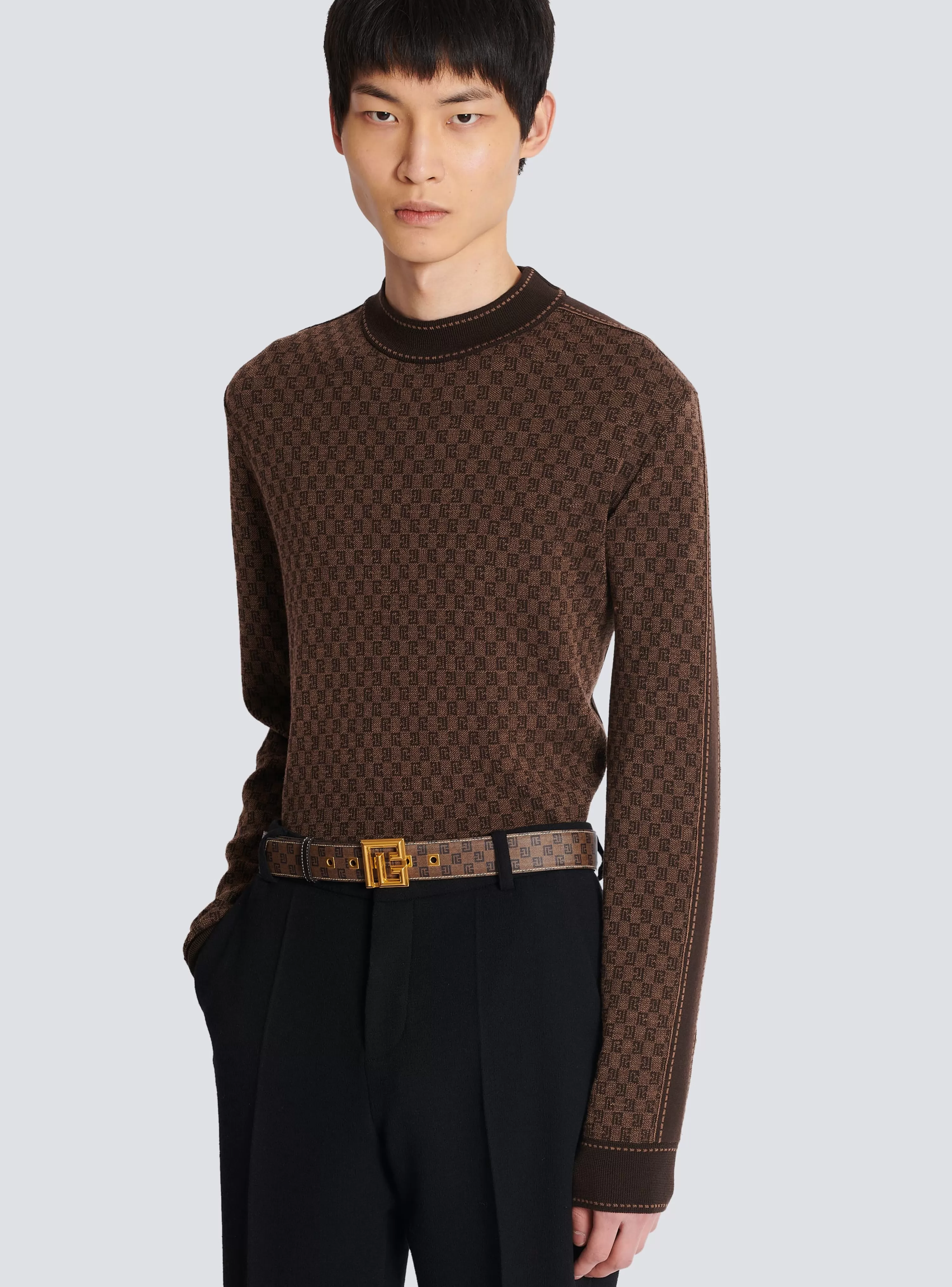 Balmain Mini Monogrammed Waxed Canvas Belt