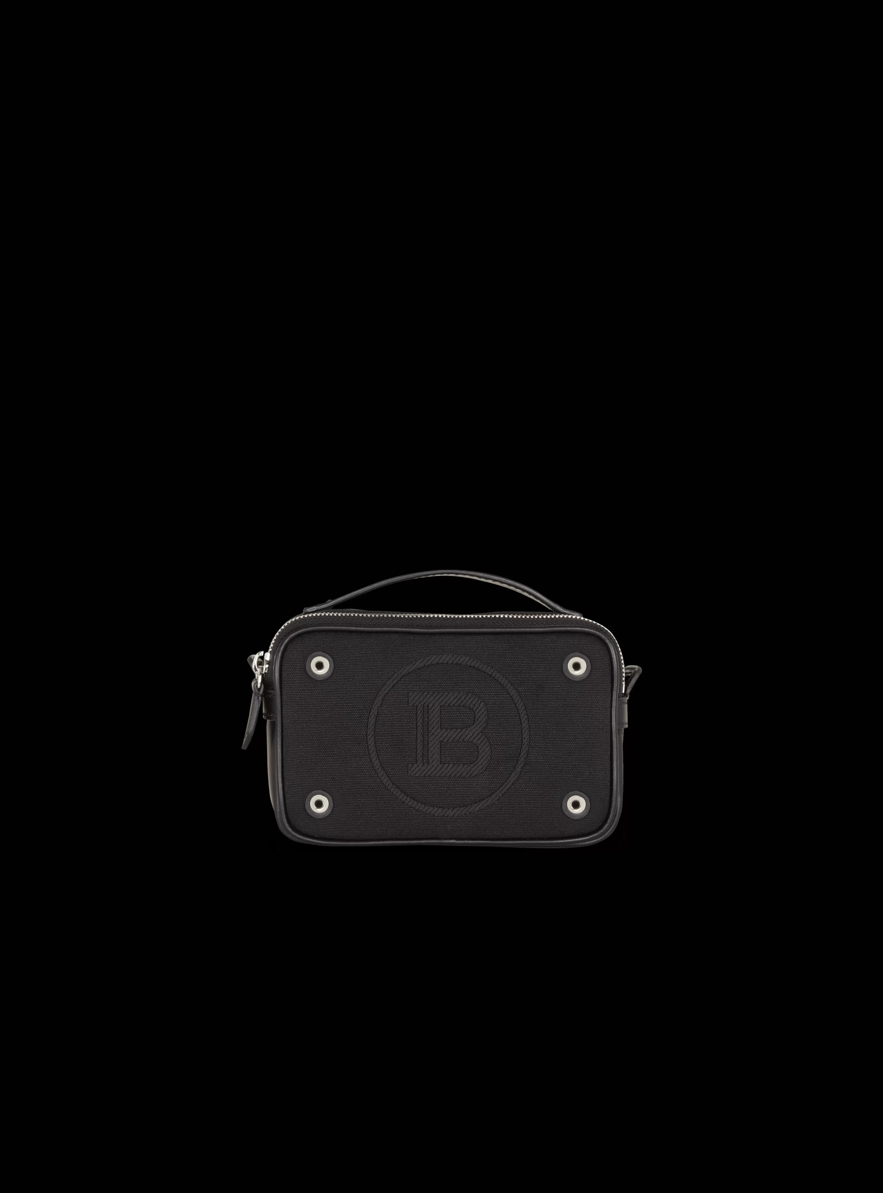 Balmain Mini Reporter Bag In Canvas And Leather