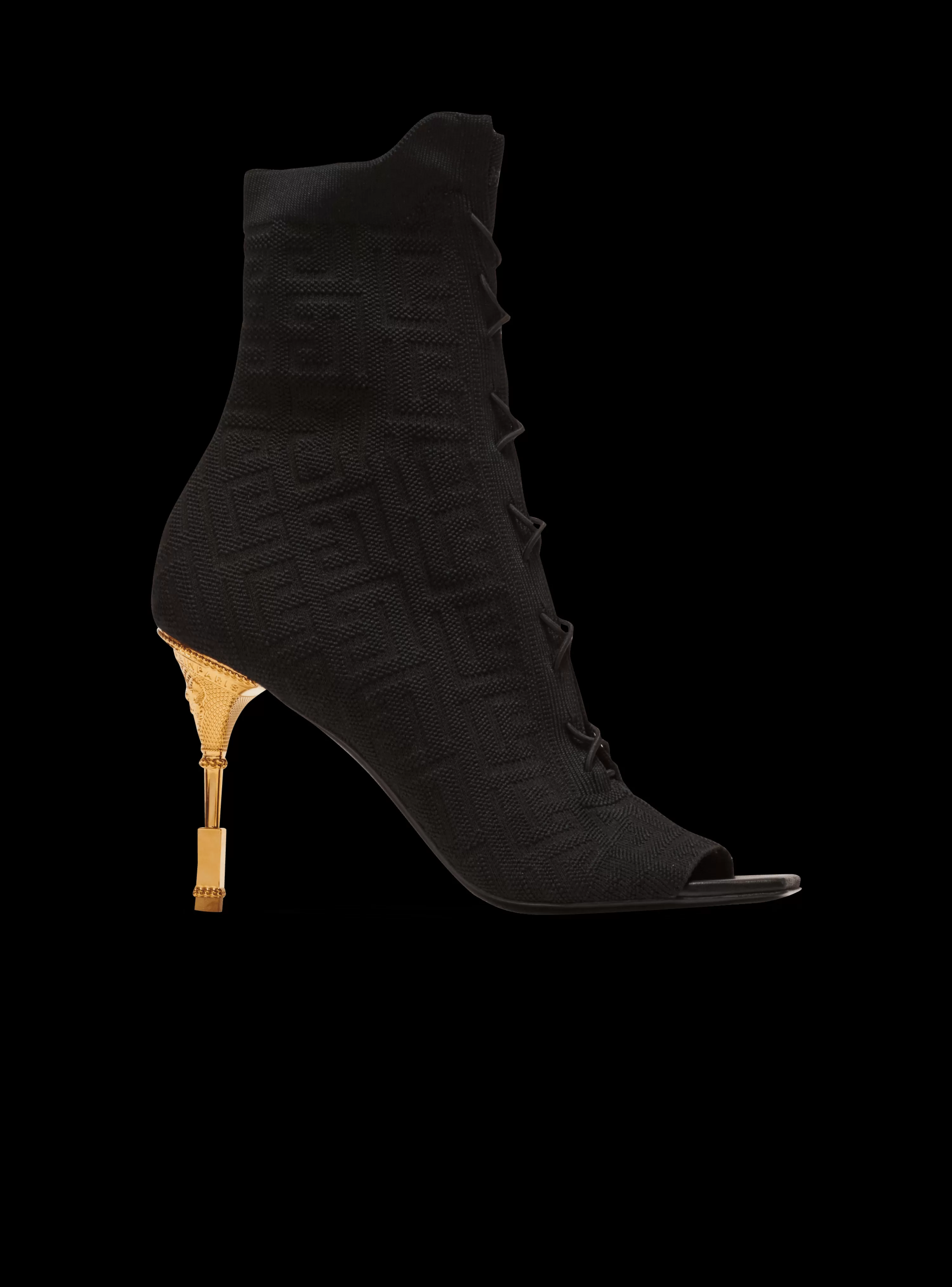 Women Balmain Moneta Monogram Knit Ankle Boots