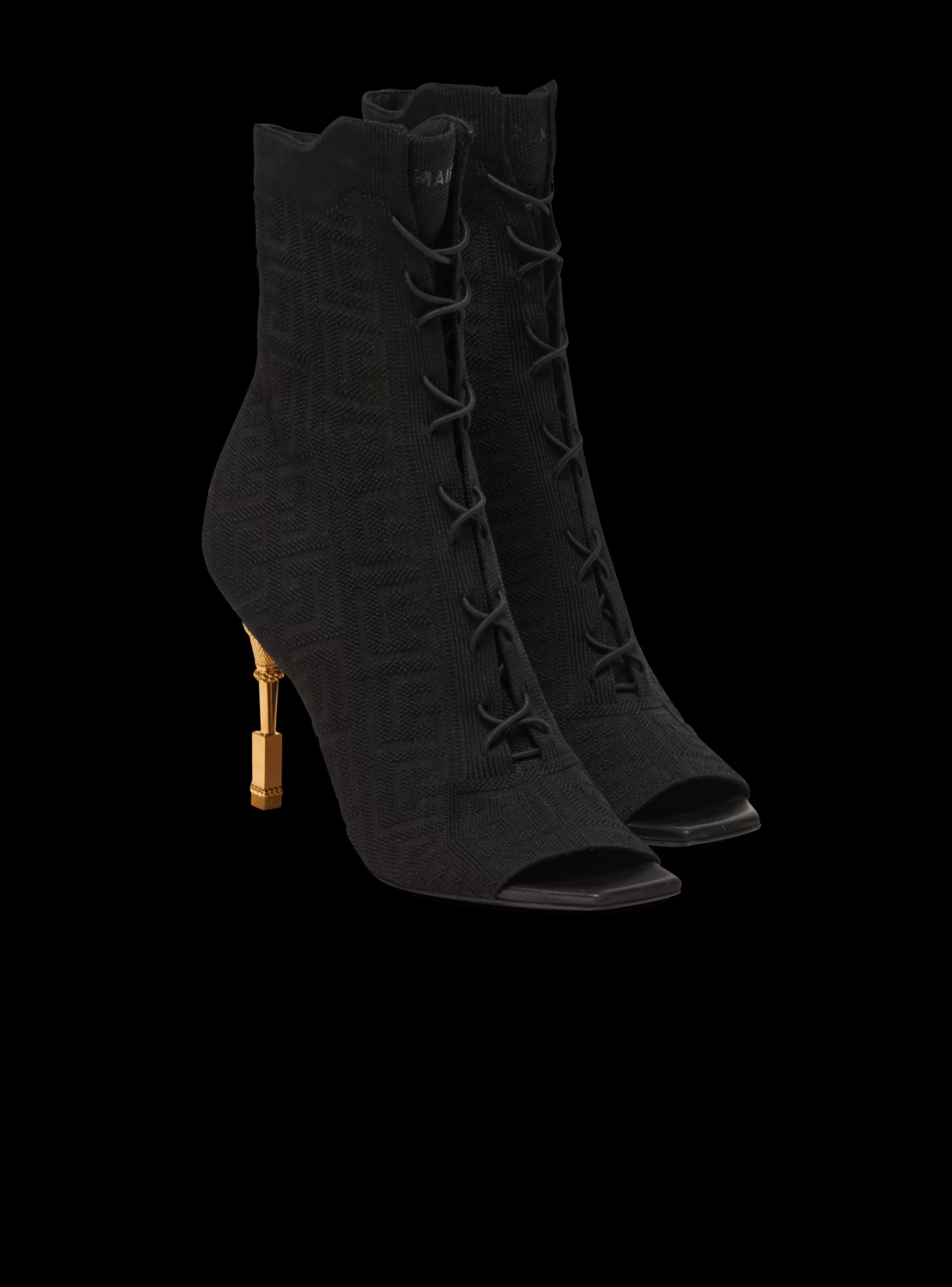 Women Balmain Moneta Monogram Knit Ankle Boots