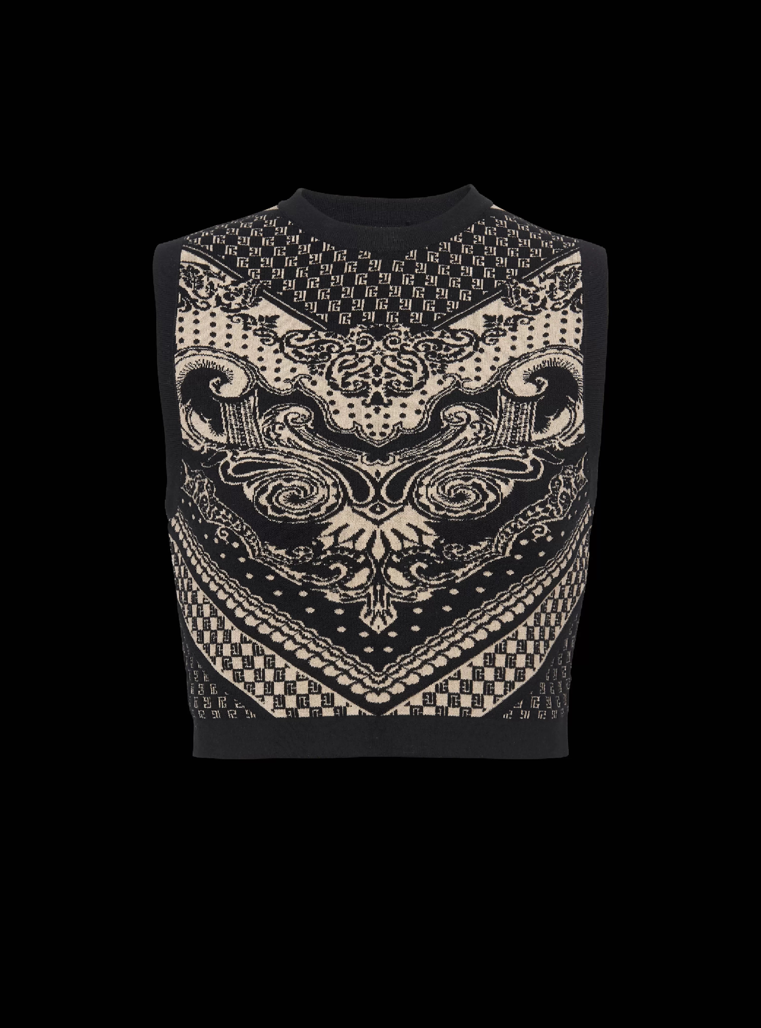 Women Balmain Monogram And Paisley Knit Tank Top