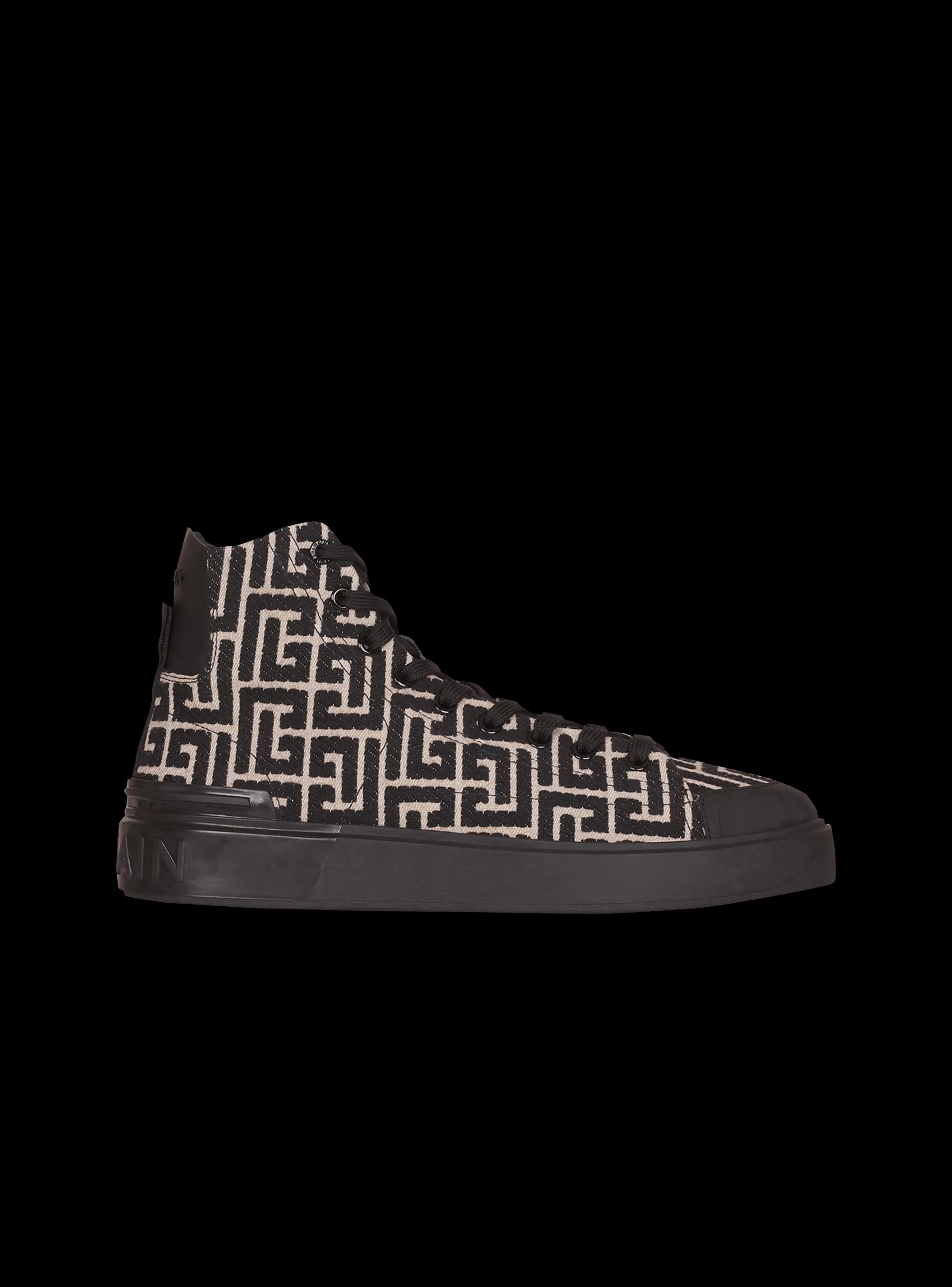 Balmain Monogram Jacquard B-Court High-top Sneakers