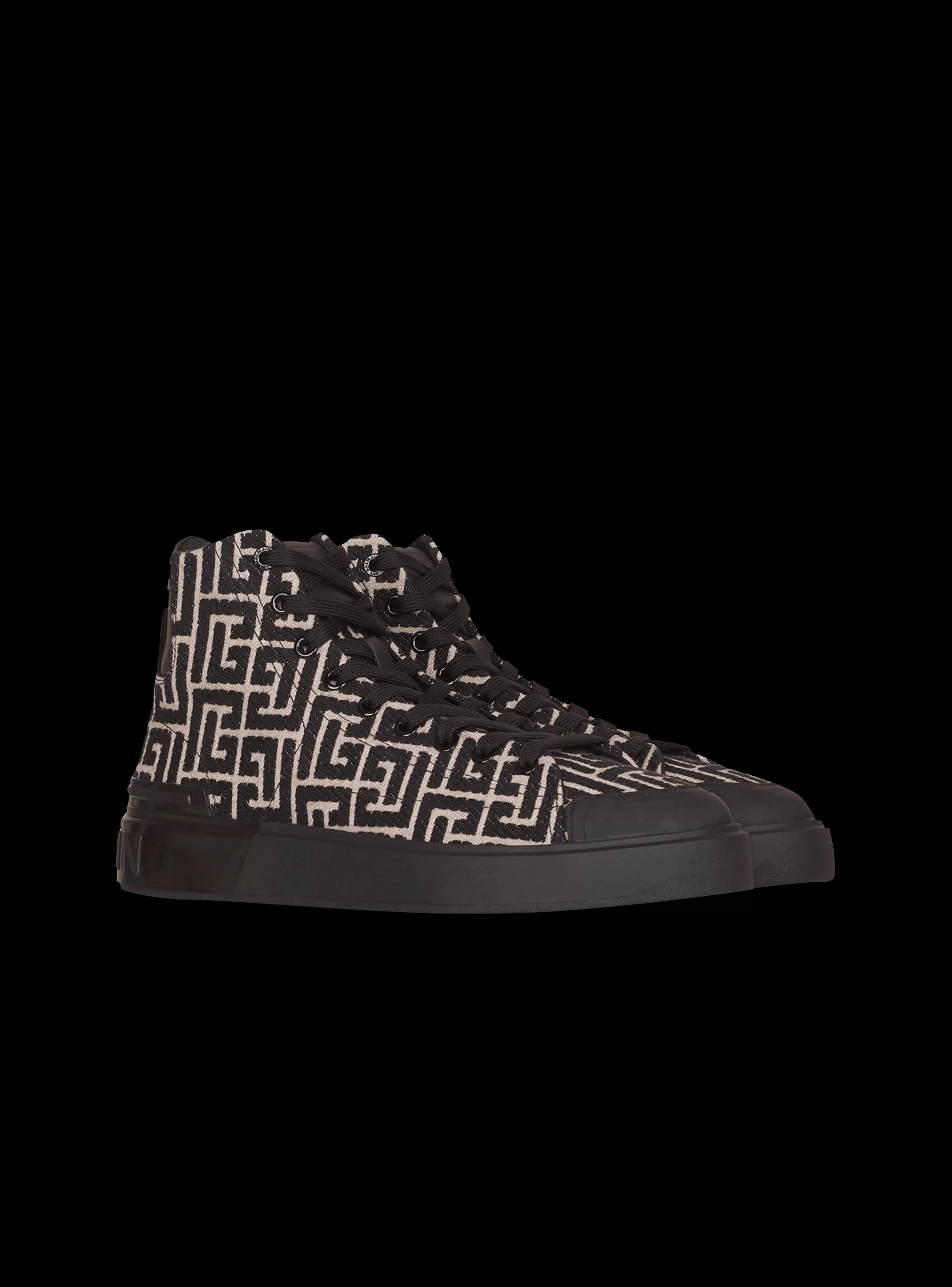 Balmain Monogram Jacquard B-Court High-top Sneakers