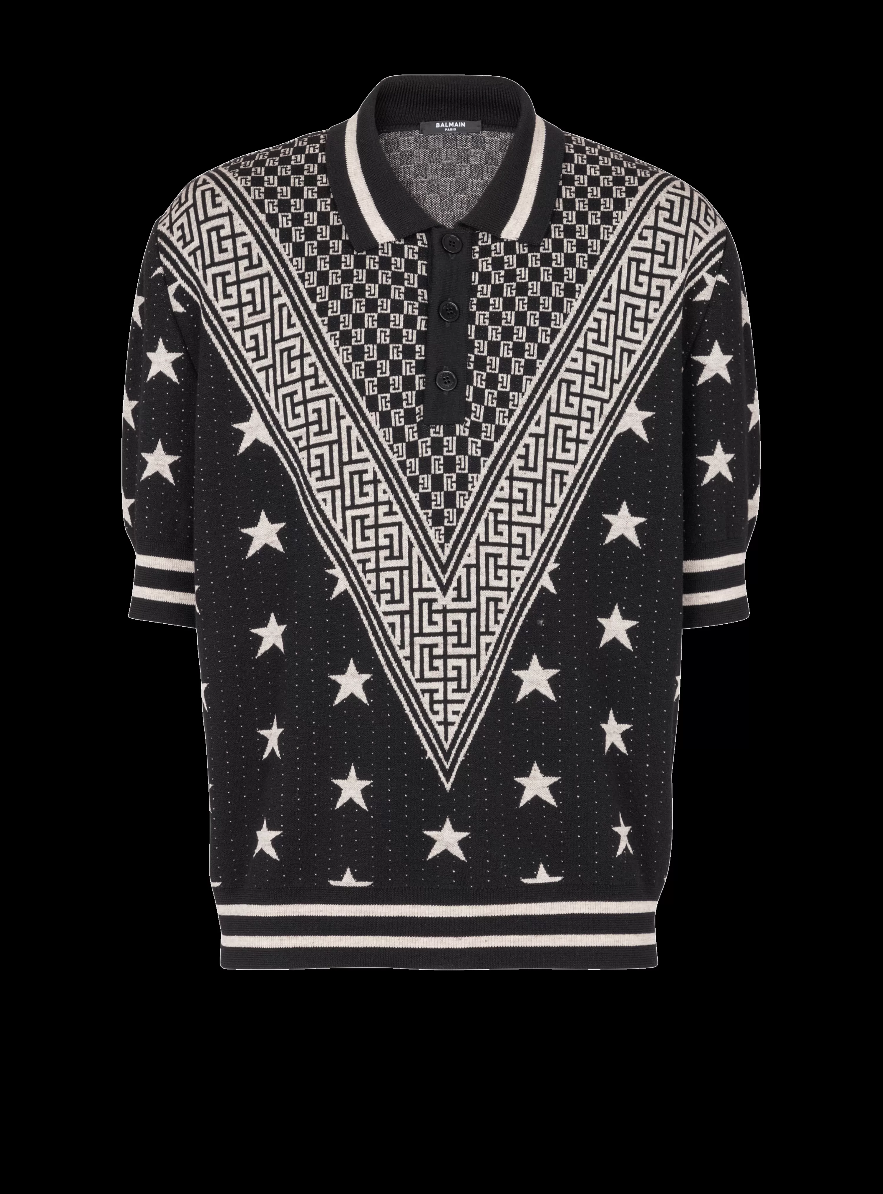 Balmain Monogram Stars Polo Shirt