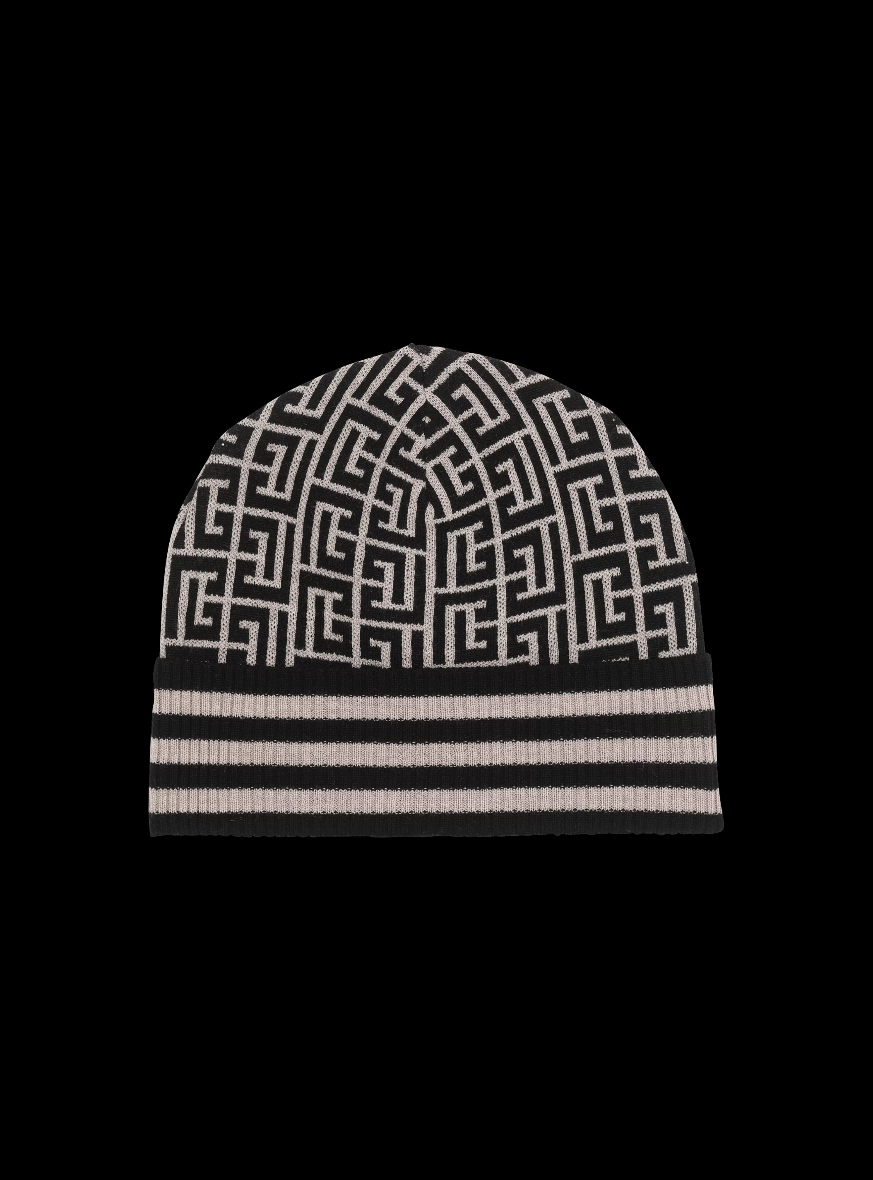 Balmain Monogrammed Embroidered Wool Hat