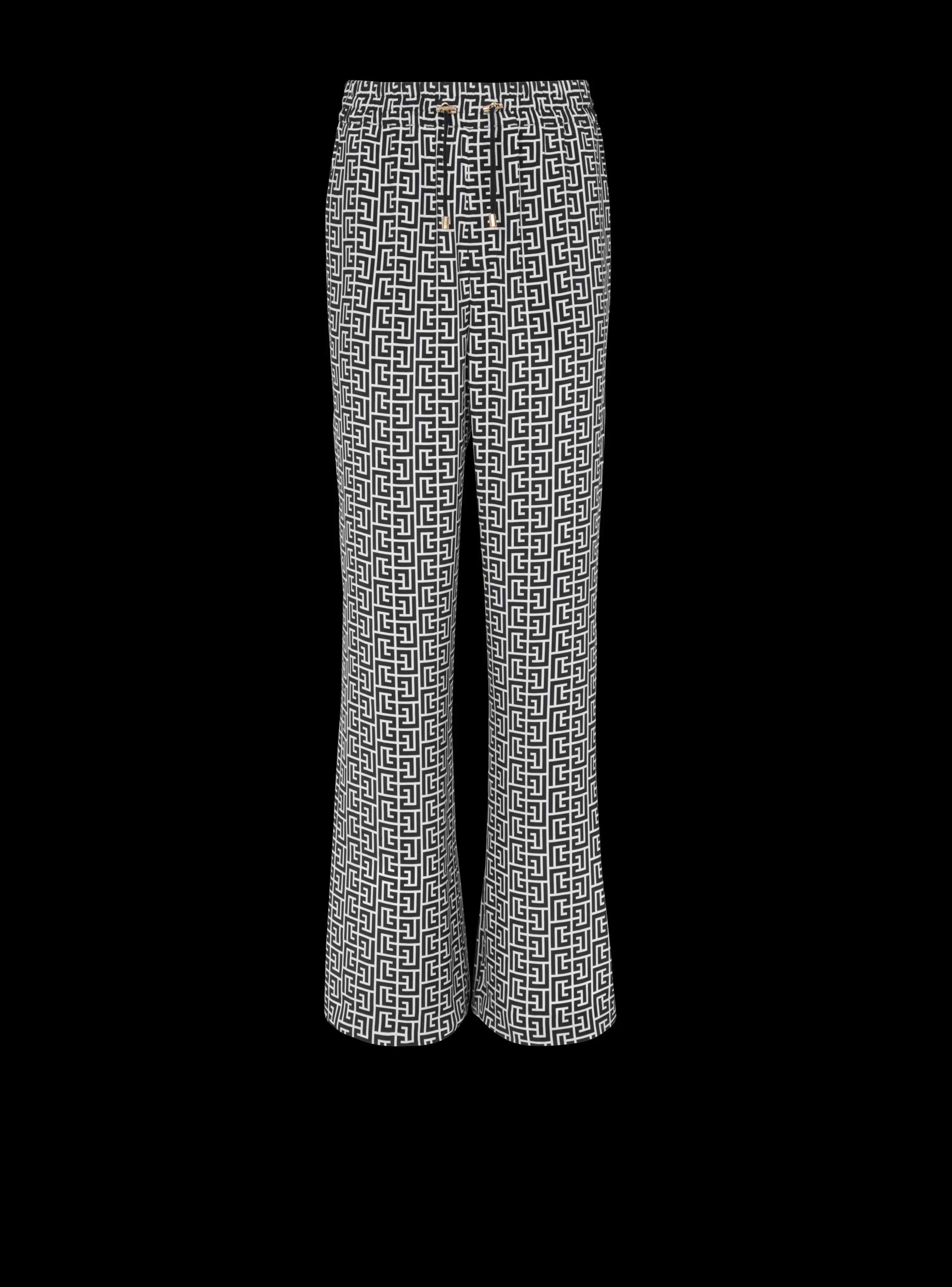 Women Balmain Monogrammed Flowing Trousers