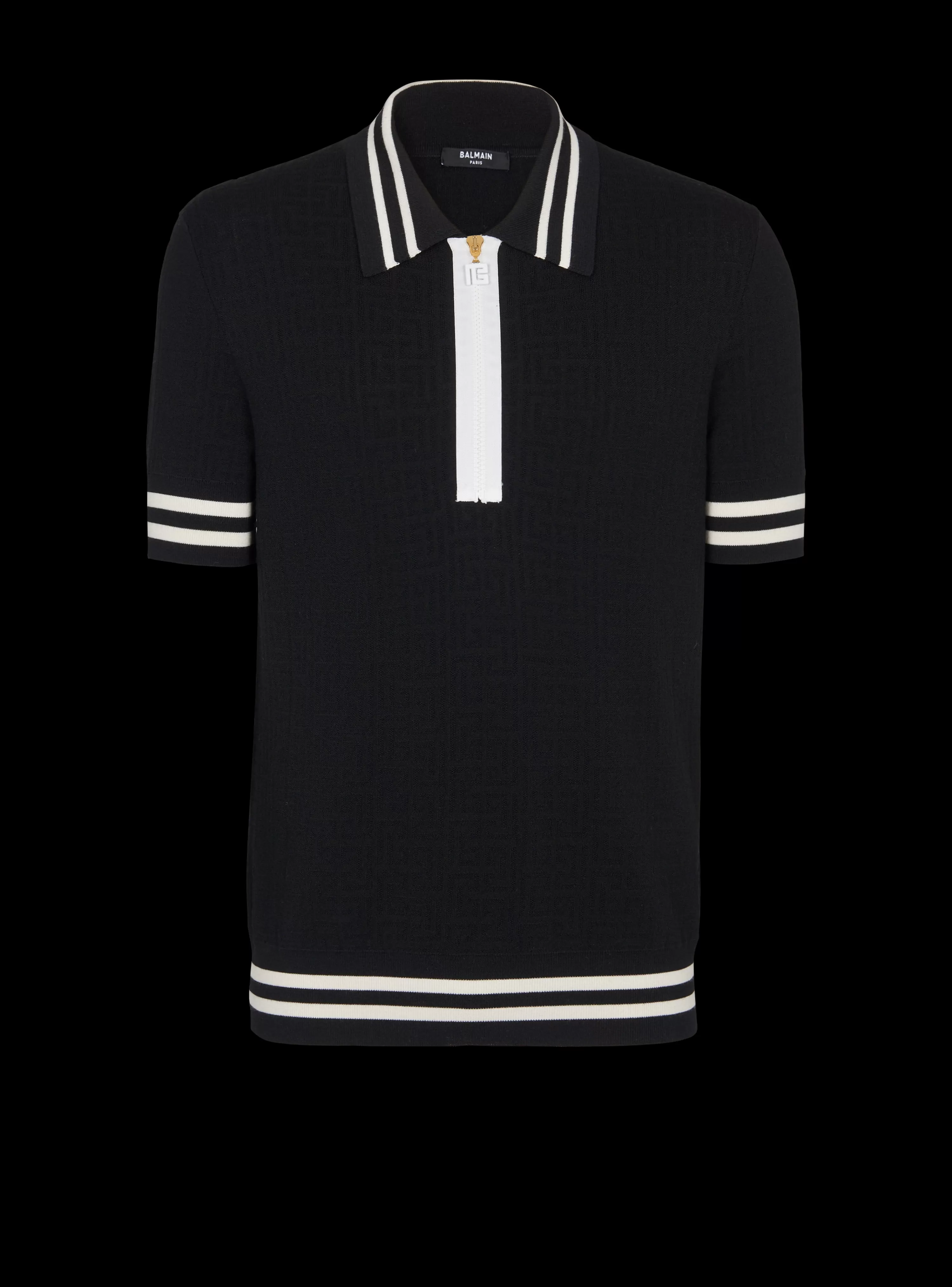 Balmain Monogrammed Jacquard Polo Shirt